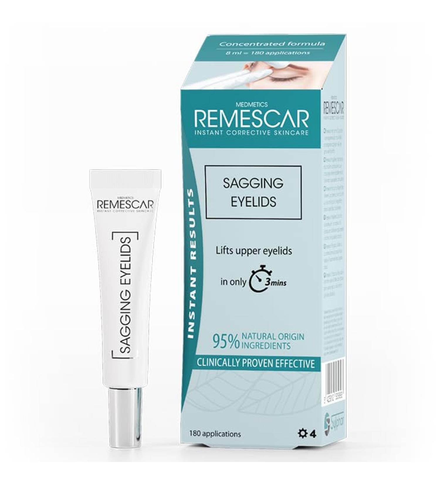Remescar Sagging Eyelids 8ml - Instant Treatment Drooping Eyelids Cream - Instant Upper Eye Lift Effect In 1 Application - Clinically Proven Anti Aging Eye Cream - 180 Applications - Buy Online on GoSupps.com