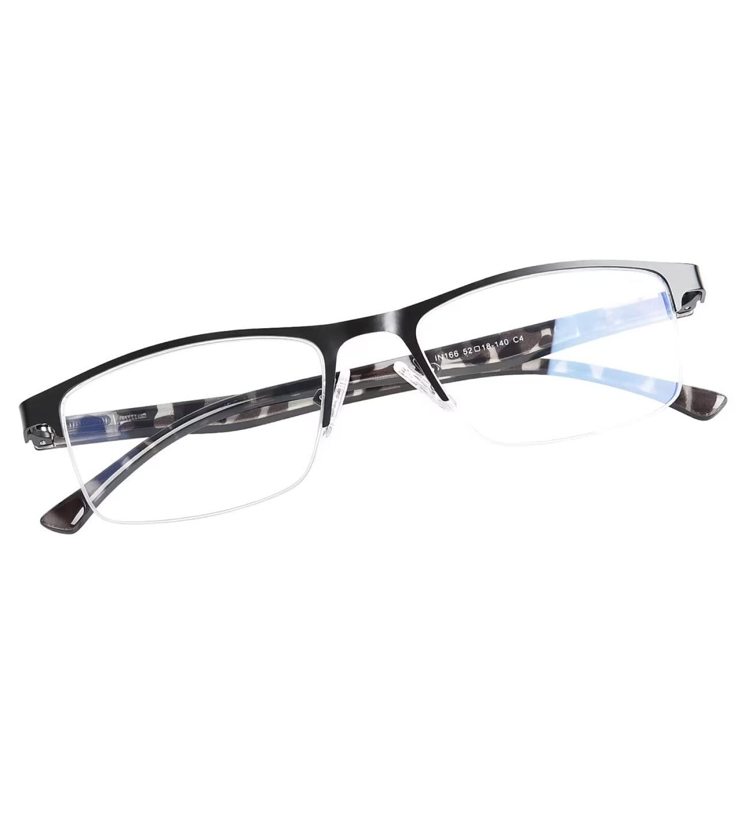 FONHCOO Half-Rim Reading Glasses for Men & Women | Blue Light Filter Visual Aid for Seniors - 1.75x Black Eyewear - Buy Online on GoSupps.com