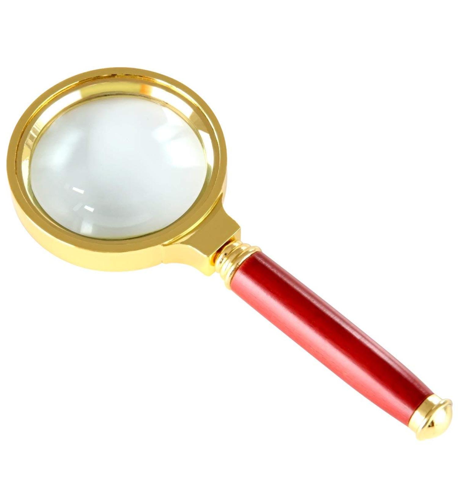 Metal Magnifier 5X Wood Handle Magnifier 50mm Elderly Read Vintage Glass Lens Copper Metal Frame Rugged Wood Handle Made in China - Buy Online on GoSupps.com