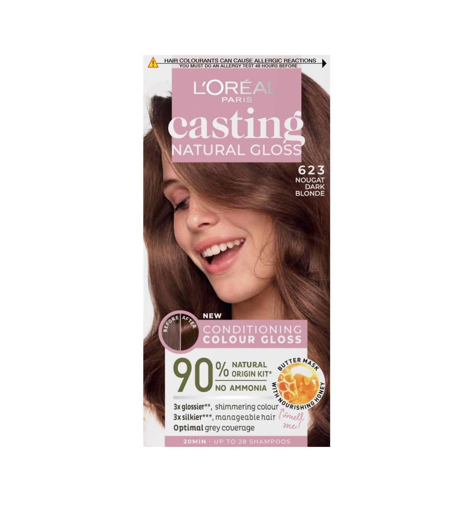 L'Oreal Paris Ammonia-Free Semi-Permanent Hair Dye 623 Nougat Dark Blonde Miel - Natural Glossy Finish - 1 Application - Buy Online on GoSupps.com