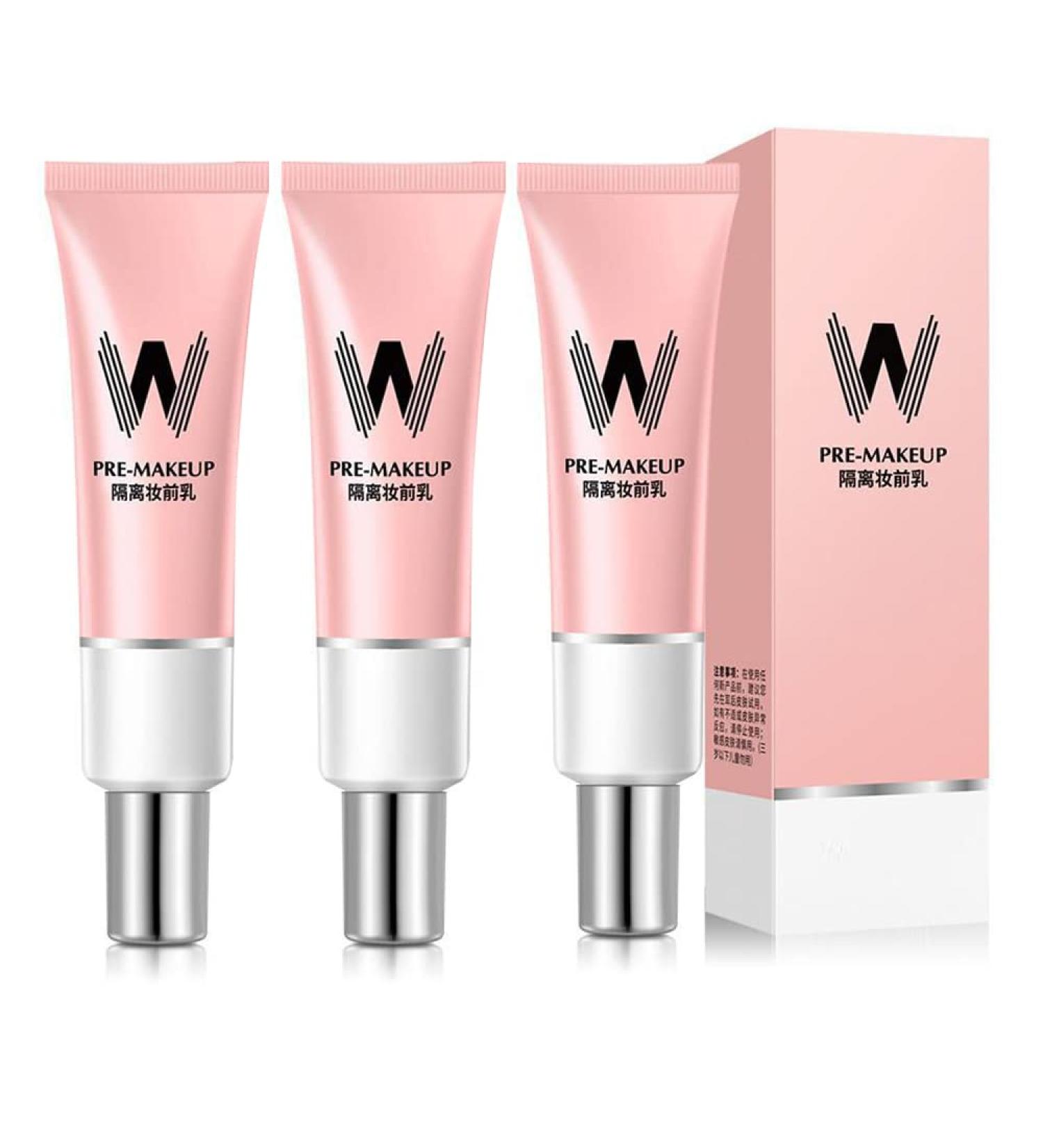 35g Primer Face Makeup Base Pink Insulation Cream Invisible Pores, Acne Brands, Smooth Skin, Brightening & Moisturizing Foundation (3PCS)