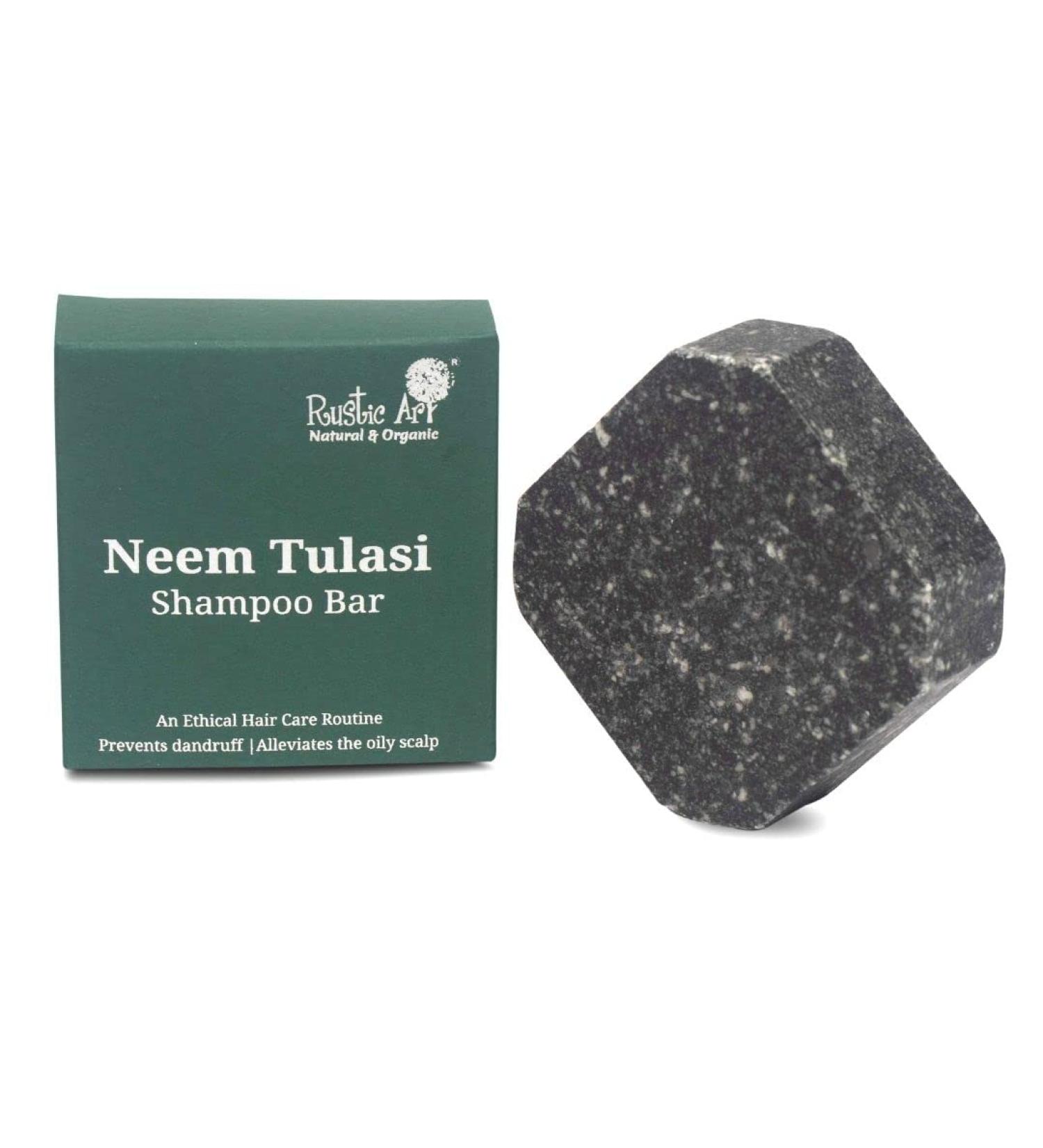 Organic Neem Tulsi Shampoo Bar | Deep Cleansing for Oily & Dandruff Prone Hair | Sulphate & Paraben Free | Natural Charcoal & Eucalyptus | 2.65 Oz - Buy Online on GoSupps.com