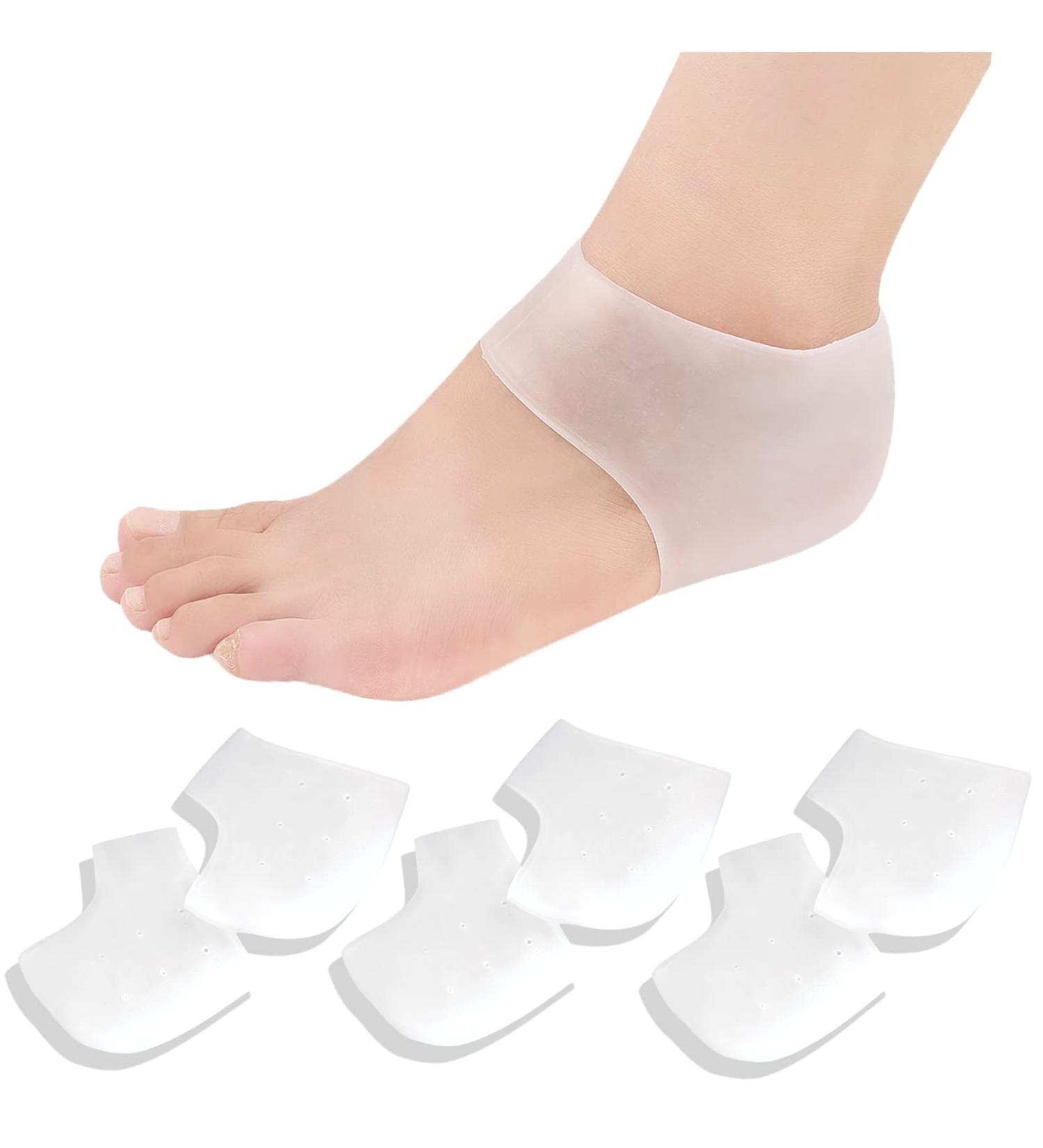 Heel Pain Relief: 6 Pack Gel Heel Cups and Socks for Cracked Feet - Blister Prevention & Support - Buy Online on GoSupps.com