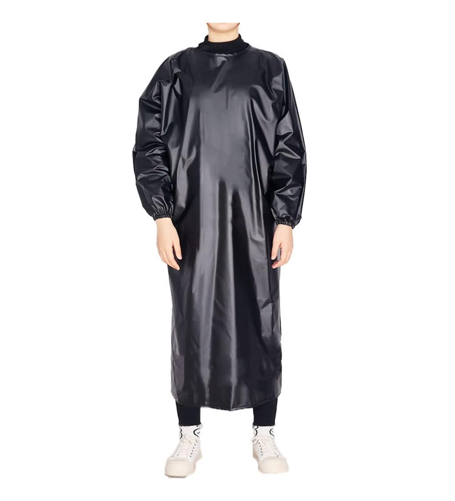 Buy Waterproof Black PVC Long-Sleeved Apron | Oil-Resistant Easy-to-Clean Work Apron for Kitchens & Meat Processing - 130x130cm - Buy Online on GoSupps.com