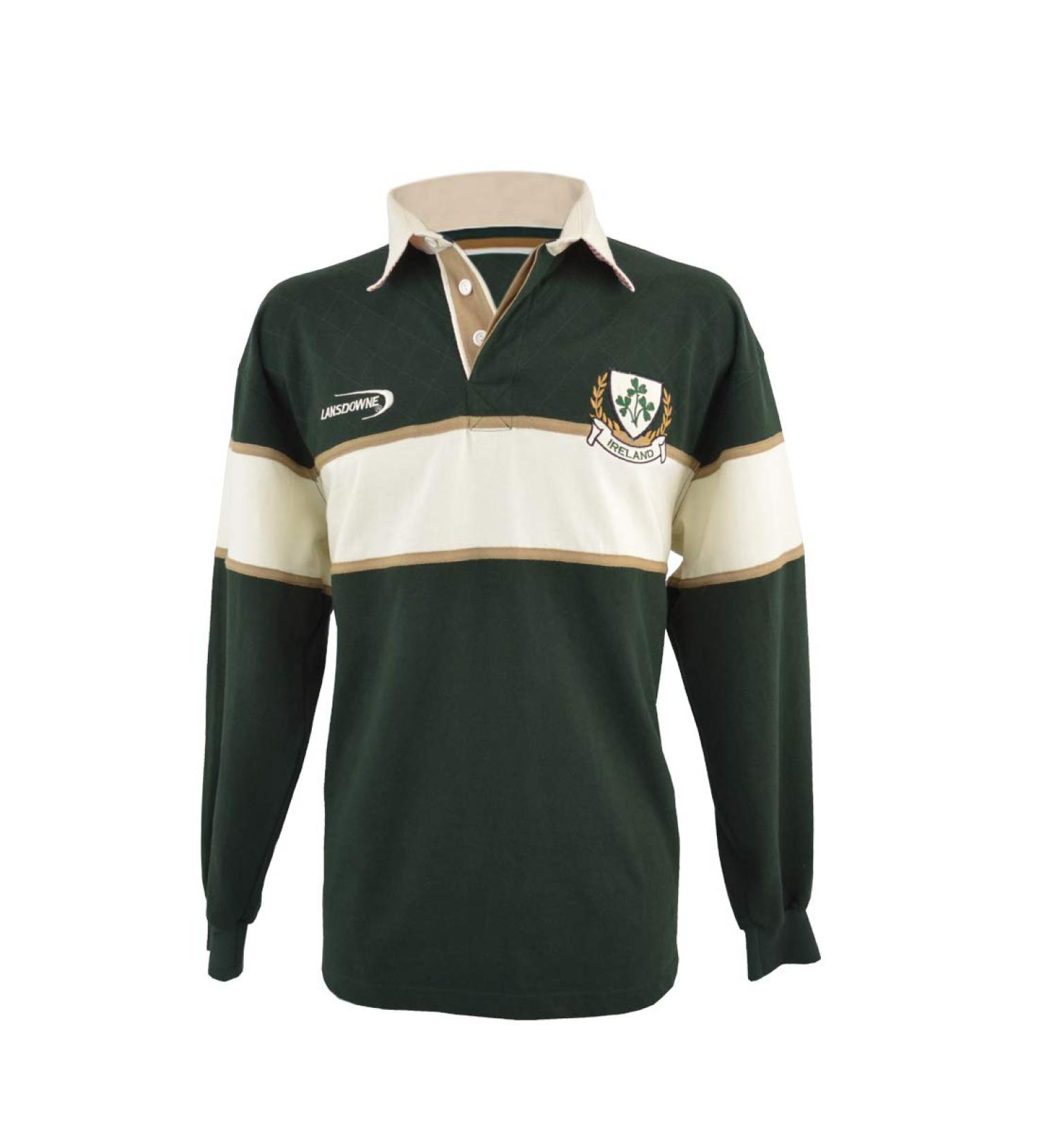 Ireland Bottle Shamrock Long Sleeve Rugby Shirt - Green/White XXL | International Shipping Available - Buy Online on GoSupps.com