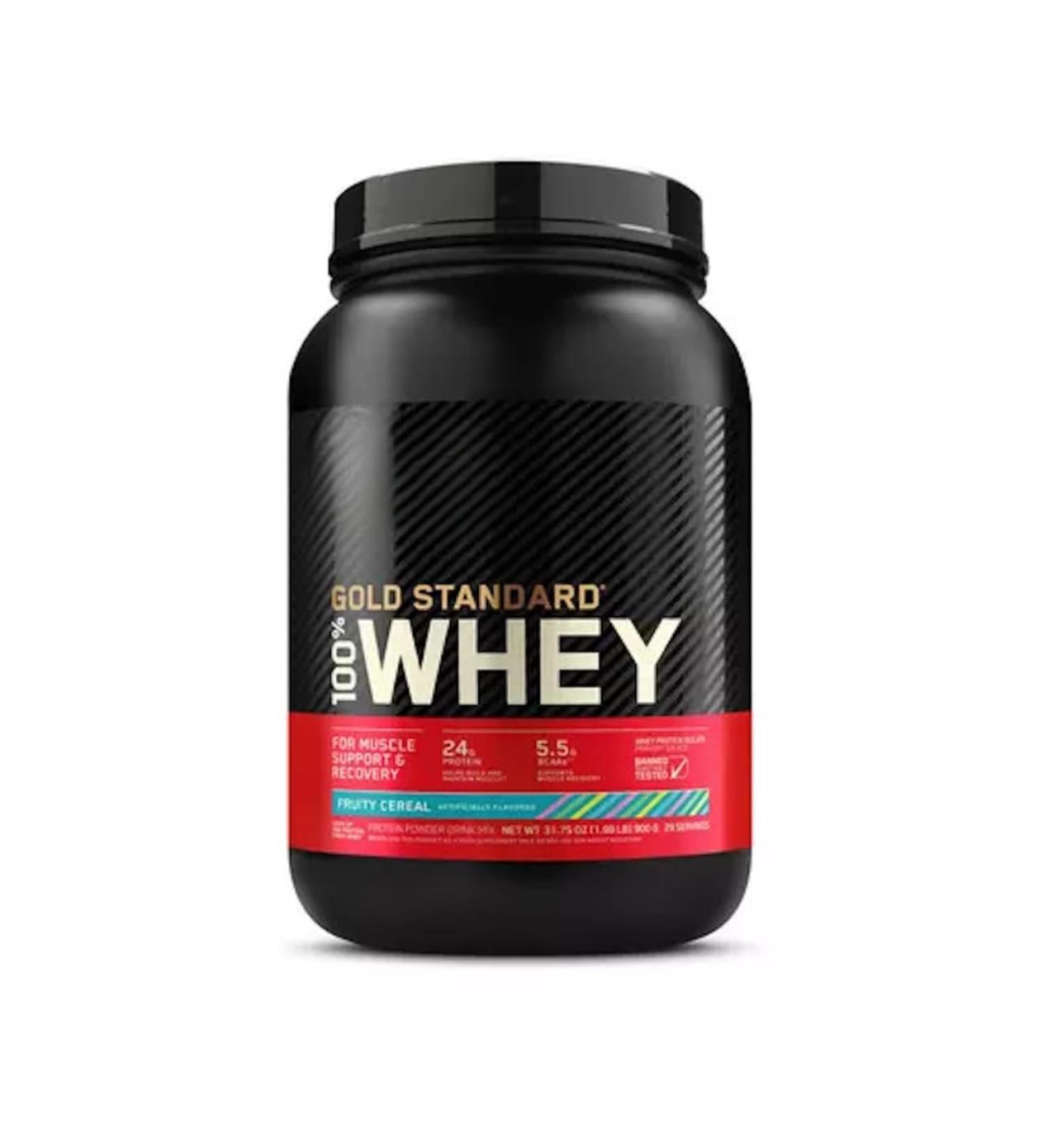 Gold Standard 100% Whey Protein Powder | Whey Protein Isolate Sourced | 24g Protein 5.5g BCAAs 11g EAAs | Low Carb Low Sugar Gluten Free | 29 Servings 2LB (Fruity Cereal) Fruity Cereal 2LB - Buy Online on GoSupps.com
