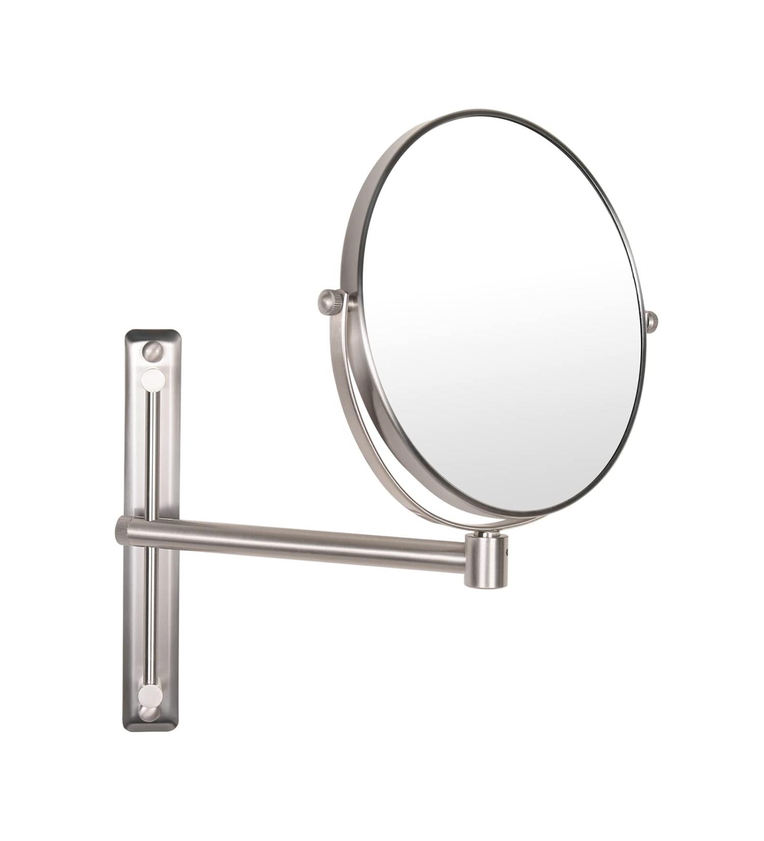 Nicesail 8 Inch Double-Sided Shower Shaving Mirror with 5X Magnification - Brush Nickel Finish - Buy Online on GoSupps.com