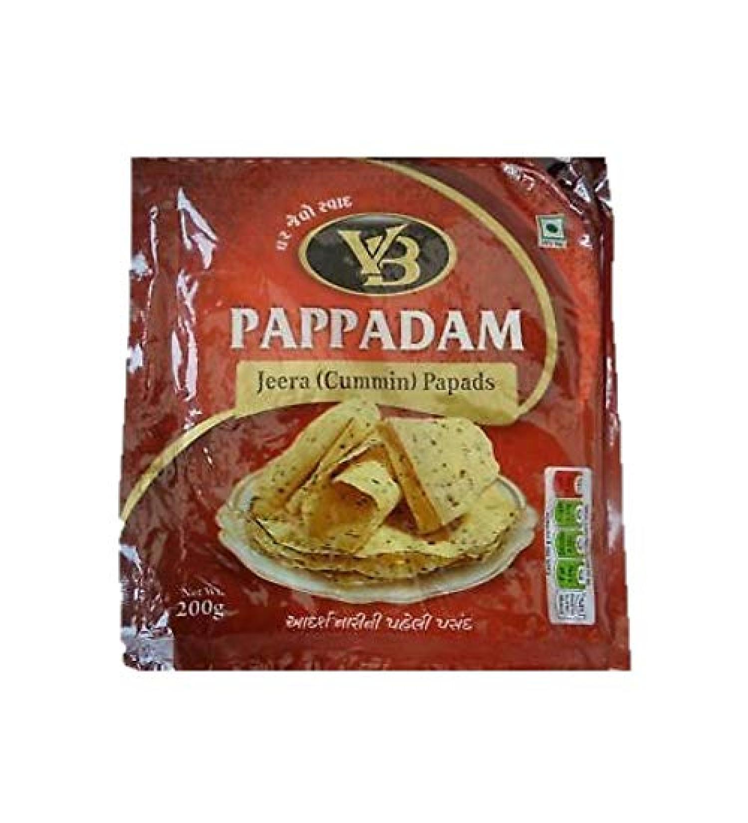 VB Jeera (cumin) - Pappadam - 200 g - Lot de 3