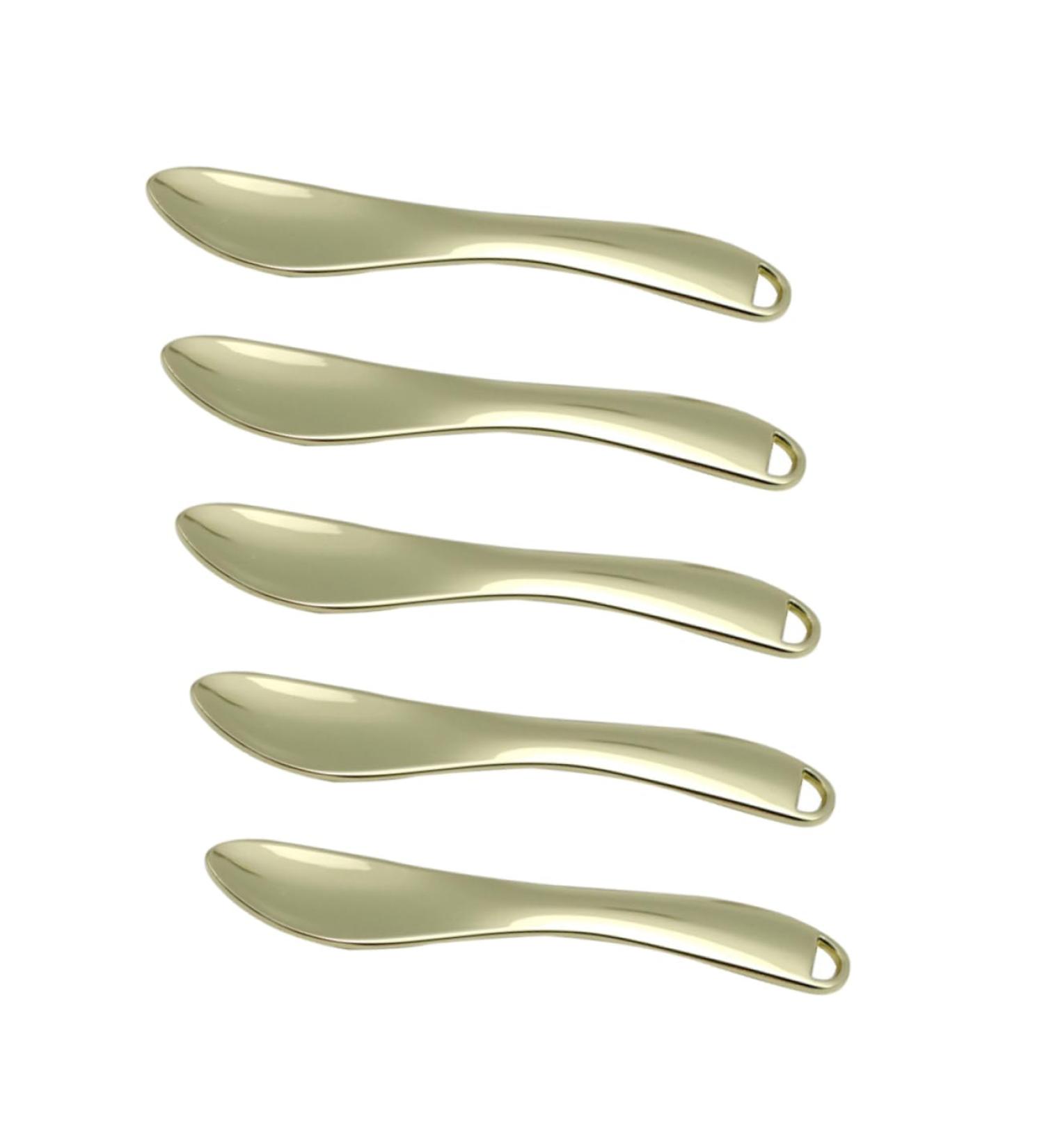 BELLIFFY 5pcs Cosmetic Beauty Spoon Face Cream Applicator Makeup Spatulas Small Eye Cream Zinc Alloy Golden 6.5X1.3X0.3CM Golden - Buy Online on GoSupps.com