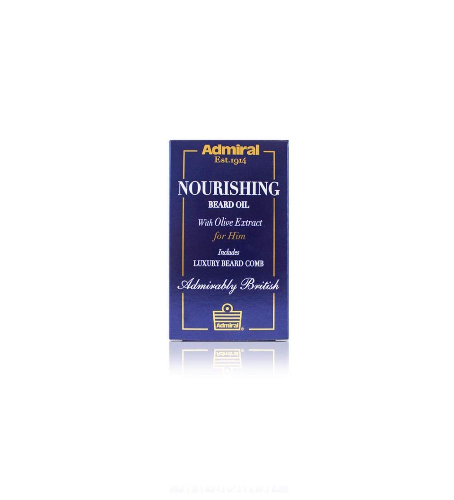 Admiral Male Grooming Beard Oil with Olive Extract & Luxury Comb - Nourishing Beard Care for Men 1.0 oz - Buy Online on GoSupps.com