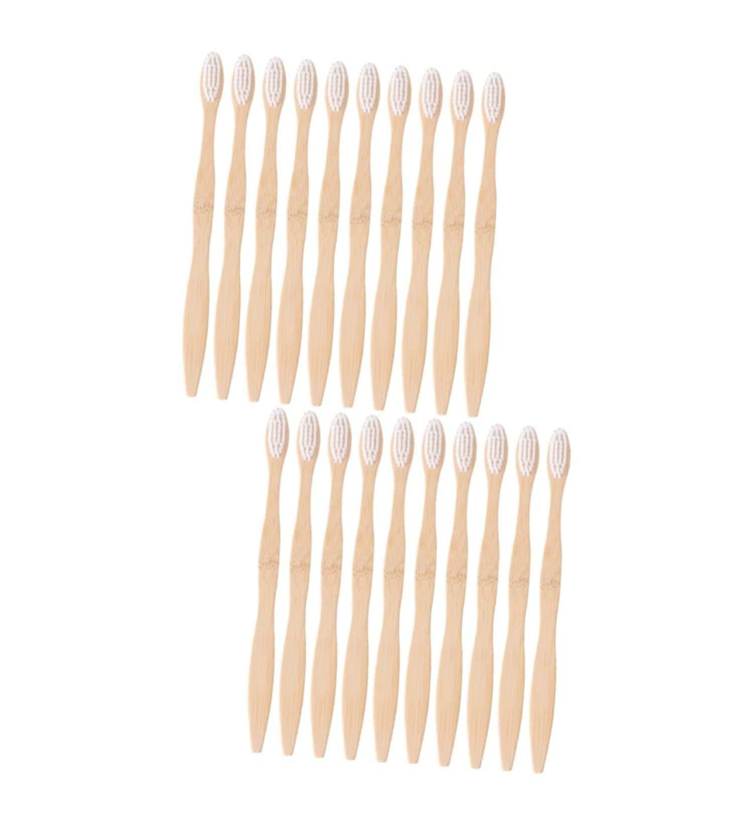 FRCOLOR 20 Pcs Bamboo Toothbrush Set | Eco-Friendly Vegan Reusable Wooden Manual Toothbrushes | Sustainable Bamboo Fiber Toothbrushes - Buy Online on GoSupps.com