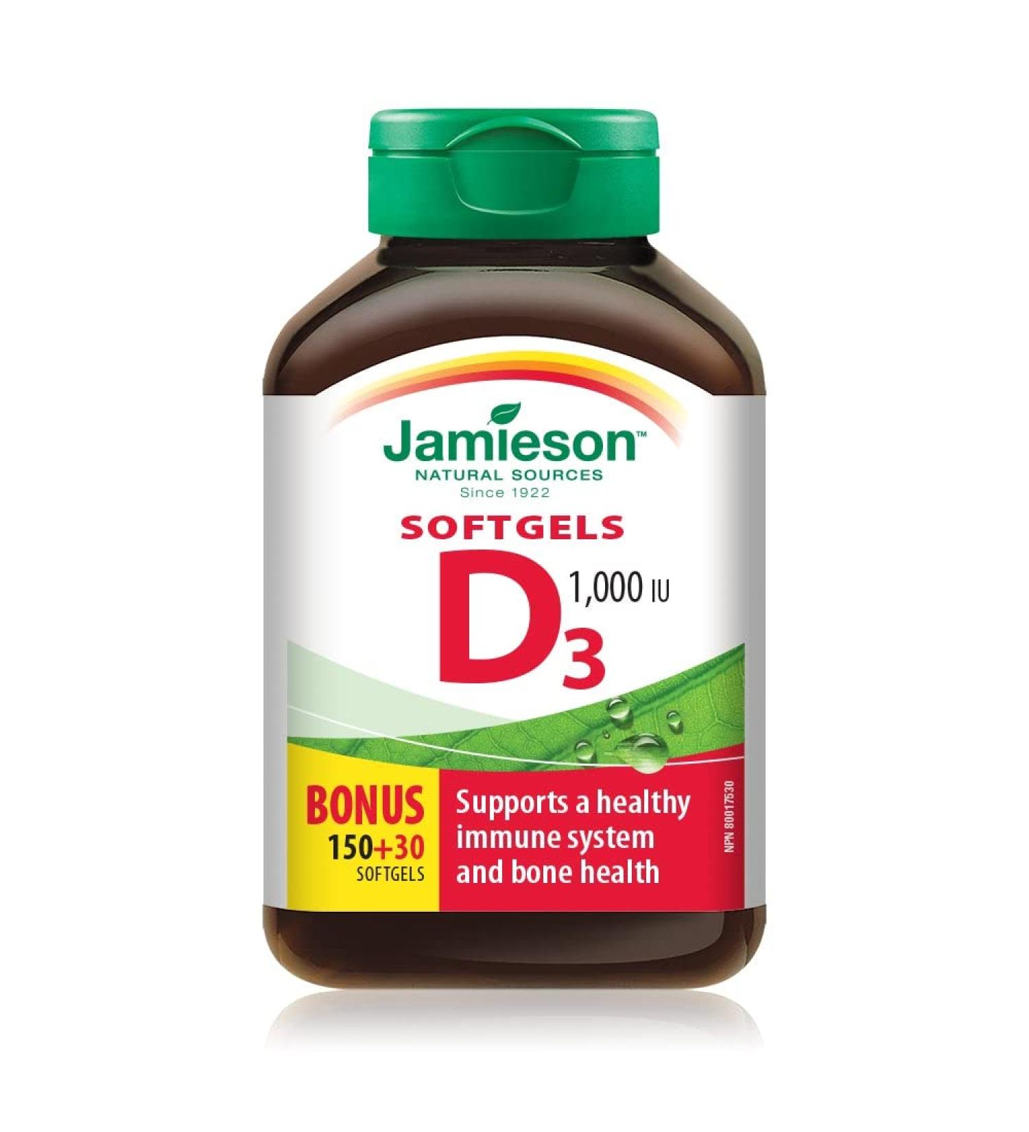 Jamieson Laboratories Vitamin D 1000IU/25 mcg Softgel 150+30 Bonus-150+30 Brand