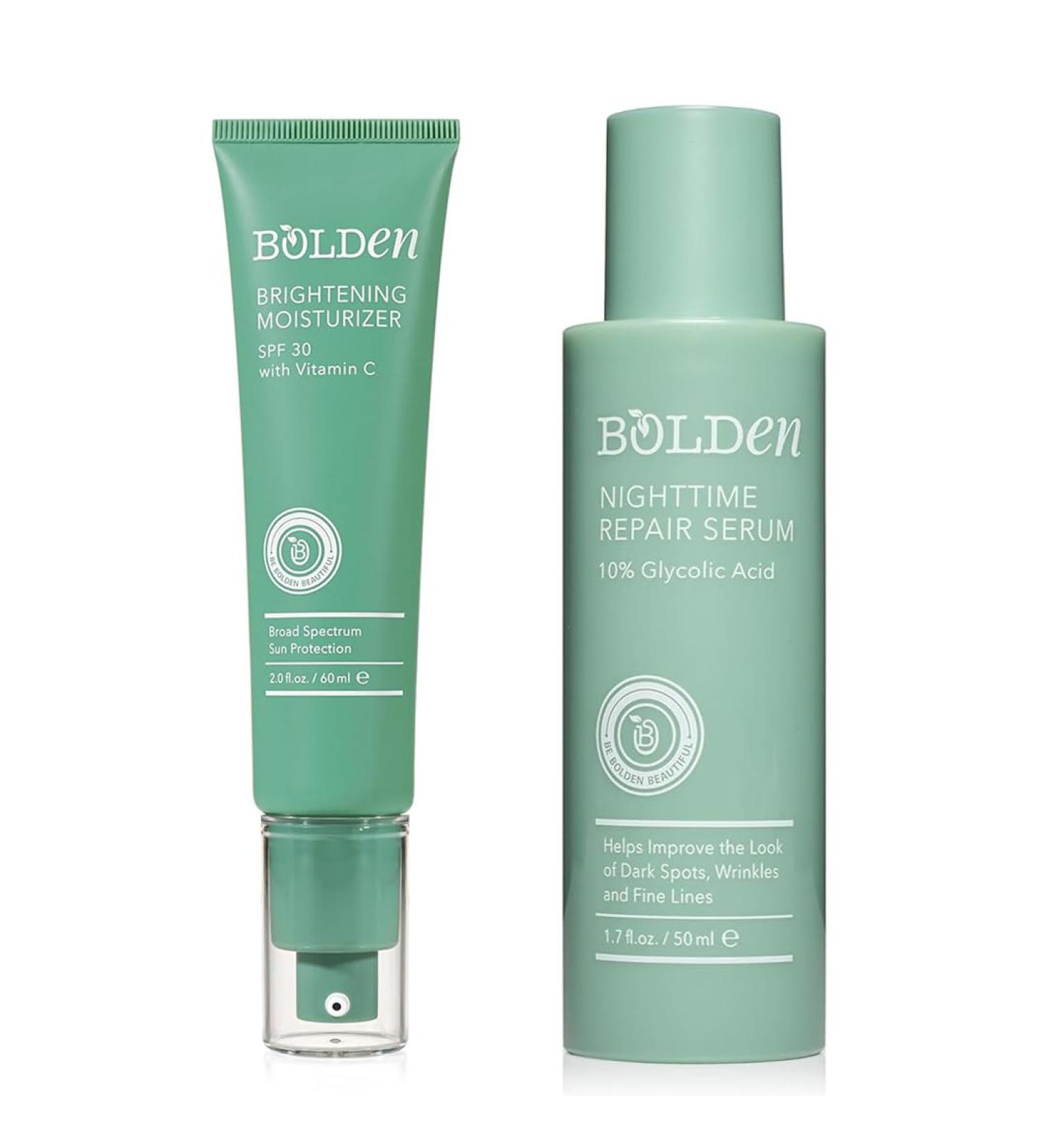 Bolden Brightening Moisturizer & Nighttime Repair Skincare | SPF 30 Vitamin C Moisturizer & Nighttime Repair Serum for Dark Spots | Acne-Prone & Melanin-Rich Skin - Buy Online on GoSupps.com
