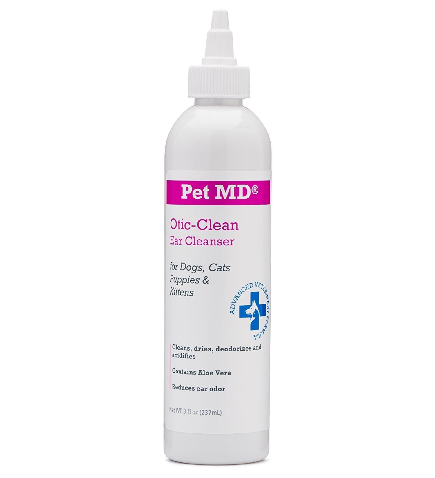 Pet MD Otic Clean Dog Ear Cleaner - 8 oz - Effective Against Infections, Itching, Controls Odor - for Cats and Dogs - Buy Online on GoSupps.com