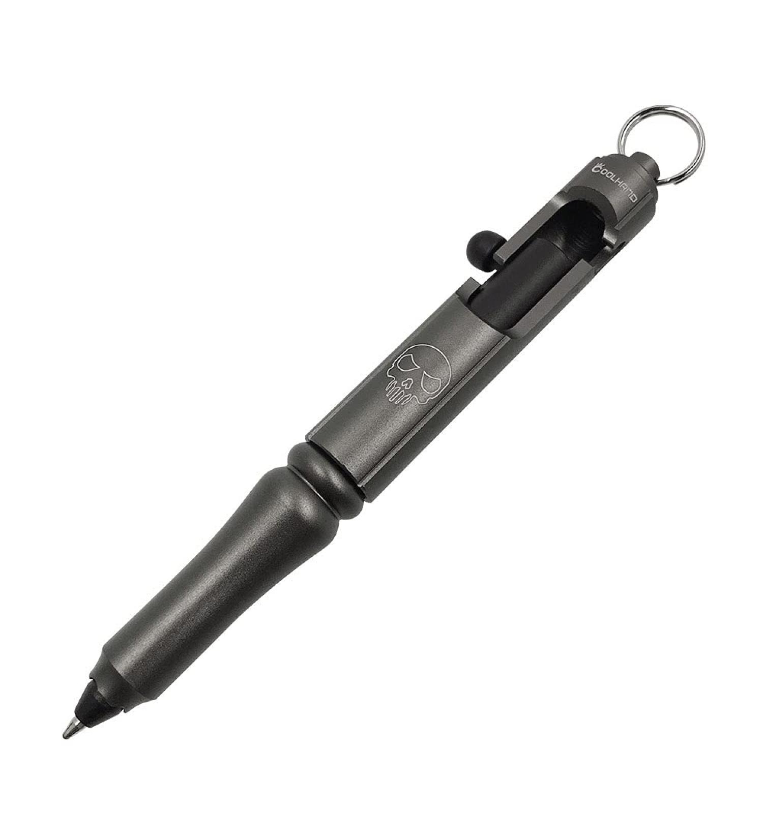 Cool Hand 4.9'' Bolt Action Pen | EDC Pocket Signature Pen | Black/Gray/Bronze Aluminum | Tactical Ballpoint Ink | Refillable | US Flag/Eagle/Skull Logo - Buy Online on GoSupps.com