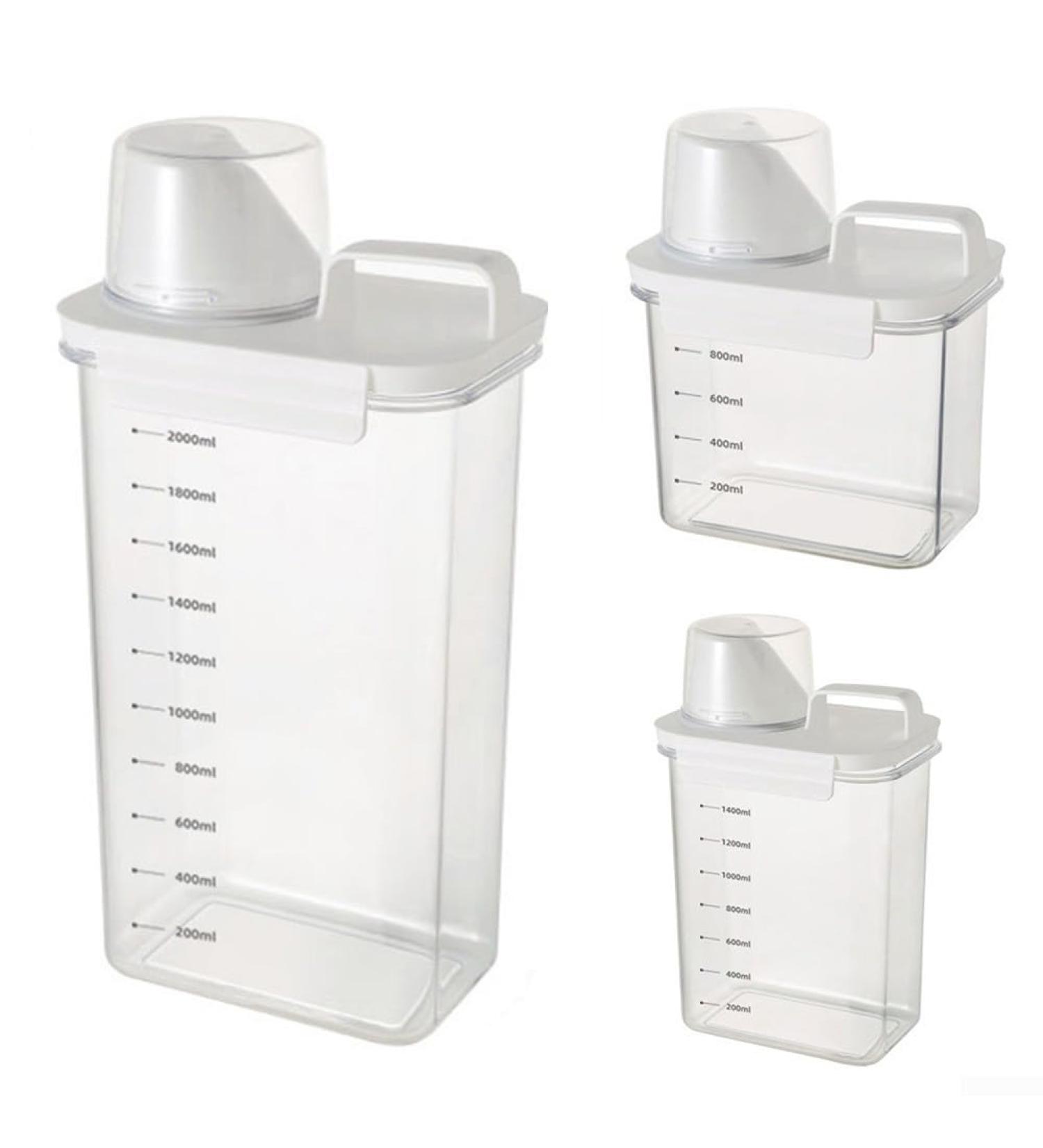 Feegow 1Pc Transparent White Laundry Detergent Dispenser Airtight Detergent Dispenser Multi-Purpose Washing Powder Dispenser Washing(1100ML) - Buy Online on GoSupps.com
