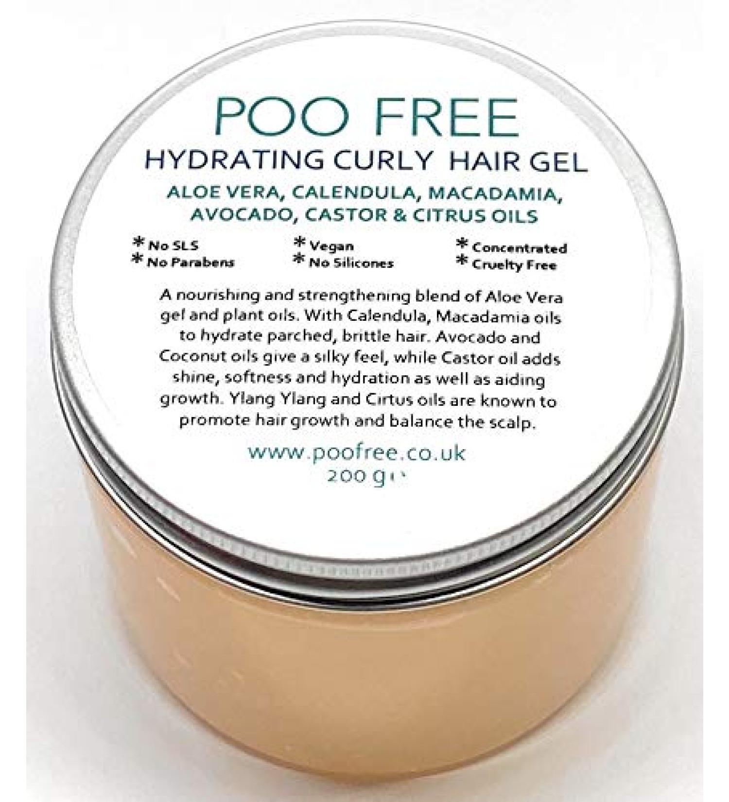 99% Natural & Moisturizing CURLY HAIR GEL - ALOE VERA CALENDULA MACADAMIA AVOCADO CASTOR & CITRUS OILS 200g by POO FREE. Frizz Control Nourishing Growth Serum. Repairs & Protects. - Buy Online on GoSupps.com
