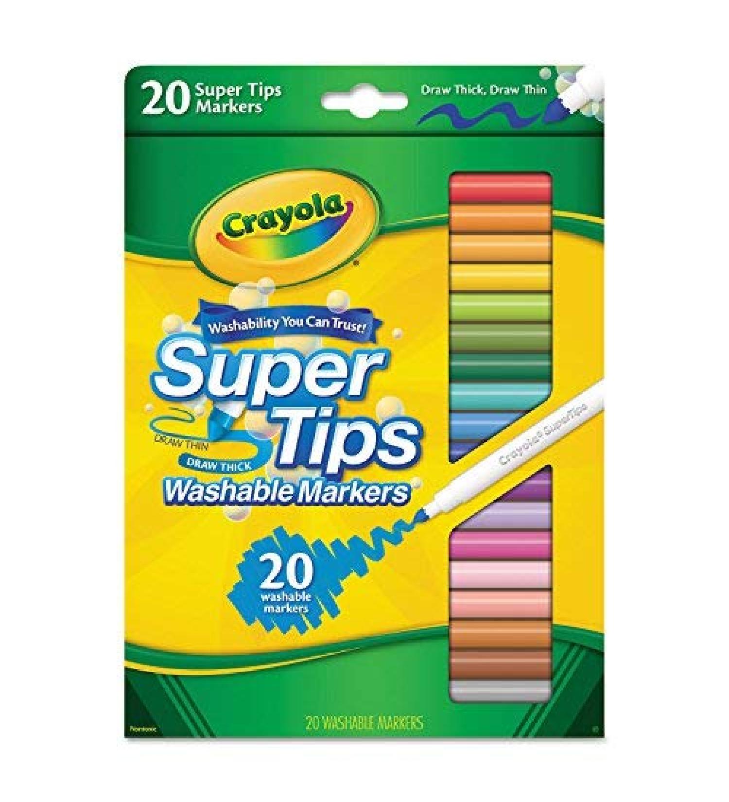 Crayola 588106 Washable Super Tips Markers, Assorted, 20/Set