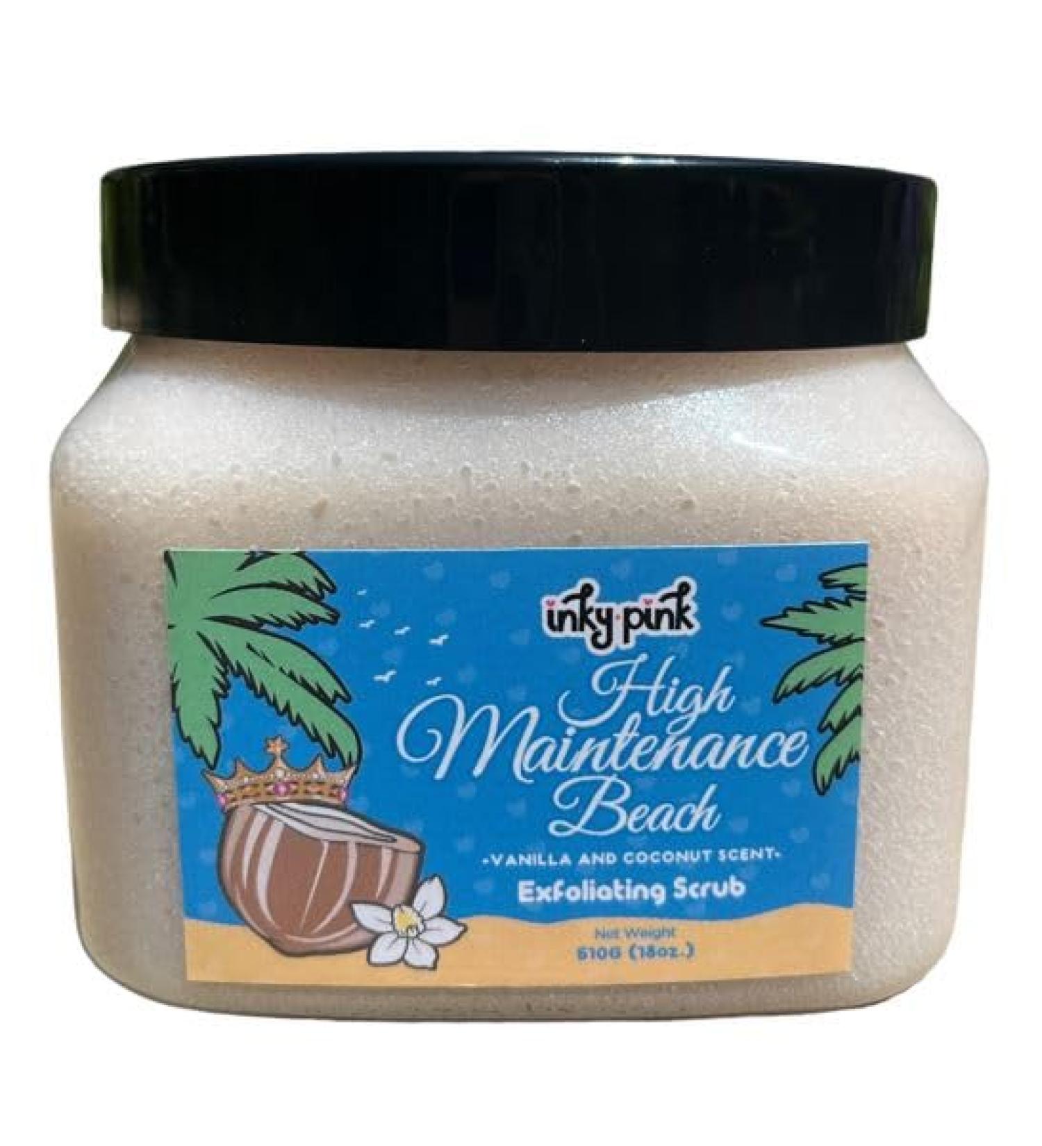 High Maintenance Beach Exfoliating Scrub - Vanilla & Coconut Scent 18oz | Hydrate & Nourish Skin - International Shipping Available - Buy Online on GoSupps.com