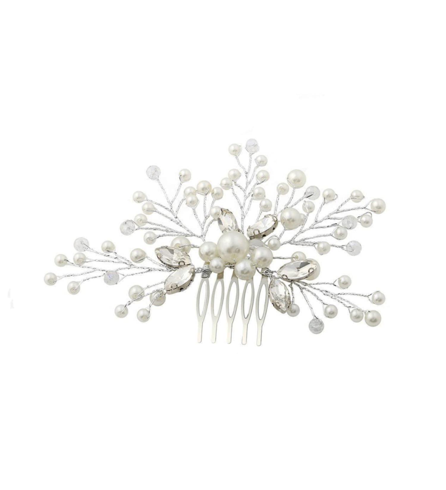 Beaupretty Hair Comb Tiara Bridal Headpiece Wedding Hair Combs Bride White Accessories Pearl Headdress Accessories - Buy Online on GoSupps.com