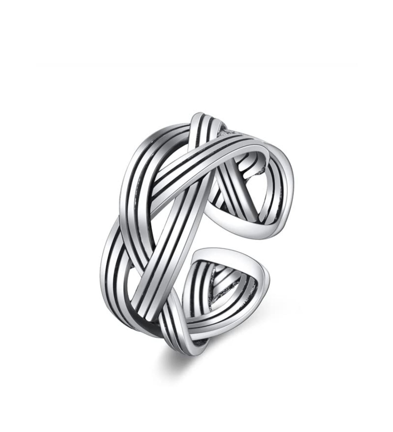 DNCG Men's Rings Women's Rings Vintage Six Strand Twist Rope Rings Open Rings - Buy Online on GoSupps.com