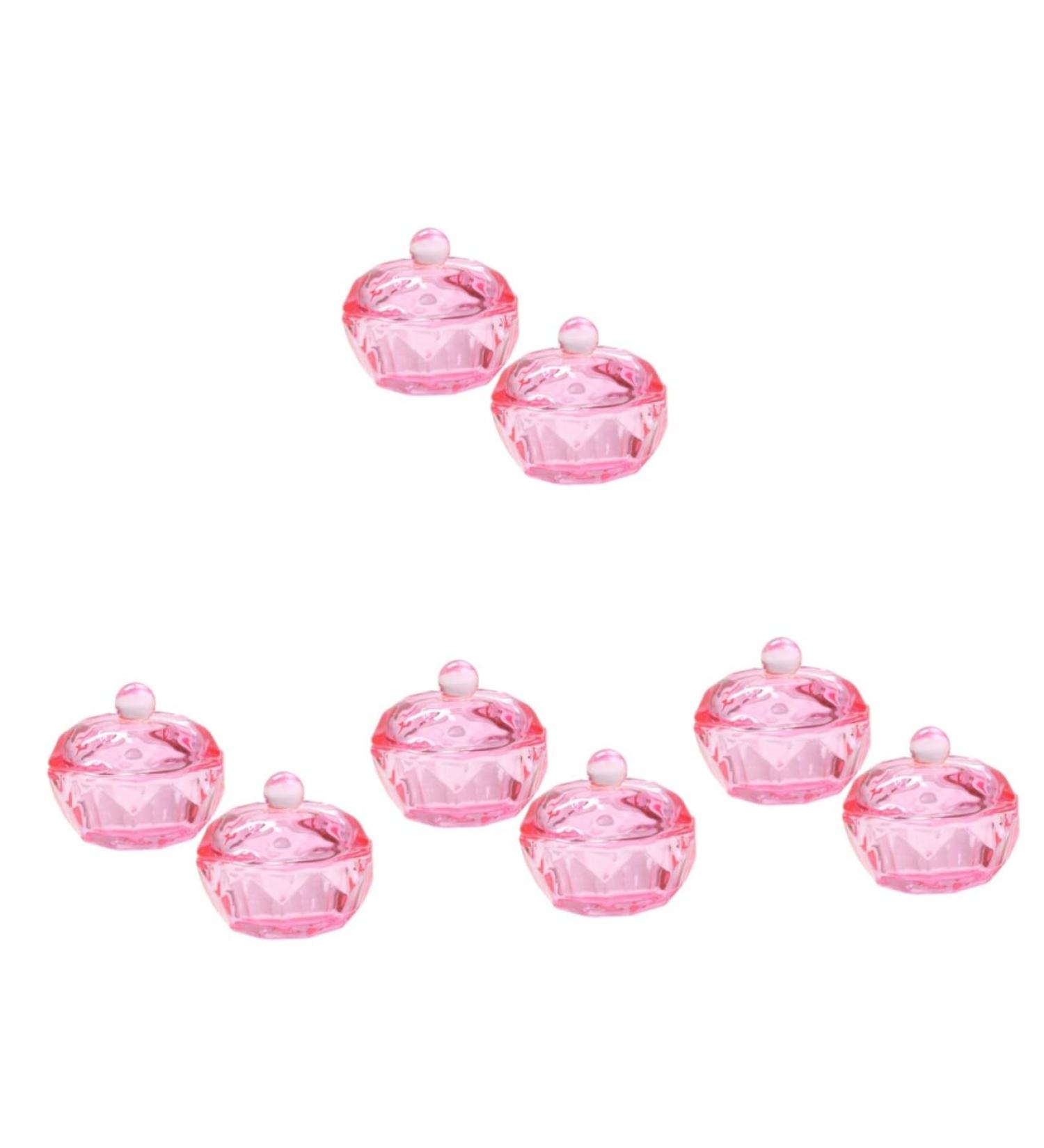 FRCOLOR 8 Pcs Pink Plates Nail Cleaner Drill Bits for Nails Nail Dappen Dish Dappen Bowl Nail Organizers and Storage for Nail Tech Monomer Dish with Lid Vegetable Bowl Glass With Cover 4.2x4.2cmx4pcs Pinkx4pcs - Buy Online on GoSupps.com
