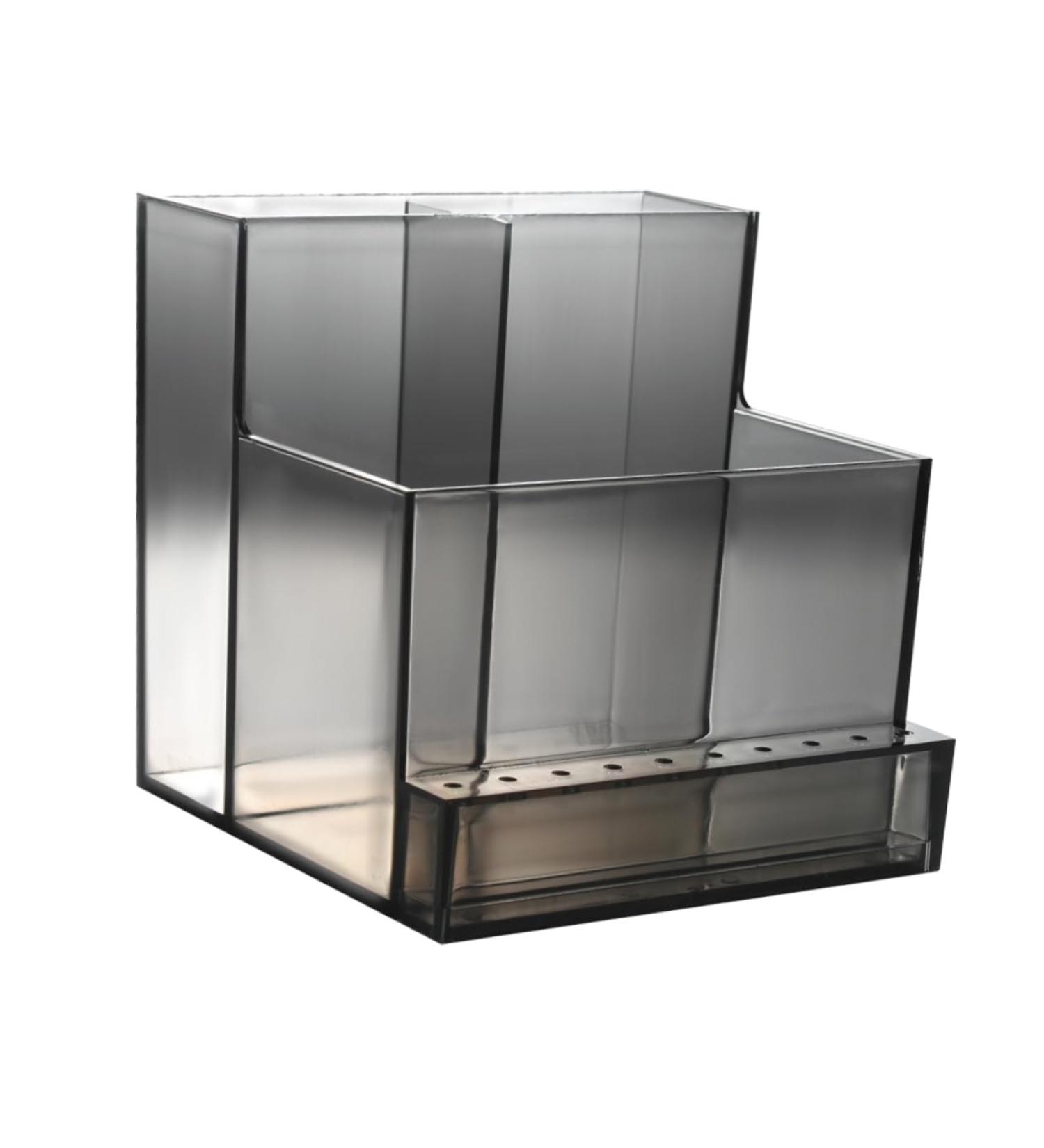 minkissy 1PC Nail Art Storage Box shelving brackets makeup brush holder makeup brush cup Nail Drill Bit Display Stand makeup brush stand Make Up Organizer desk stand perfume Acrylic 10.5x10.3cm Black - Buy Online on GoSupps.com