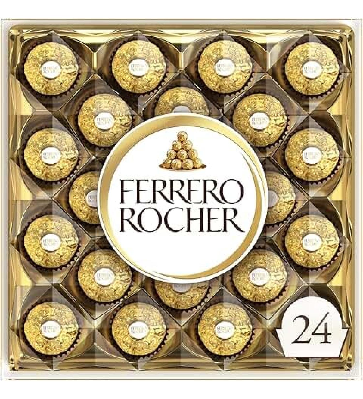 Ferrero Rocher - paquet de 24 pi ces croquantes au chocolat au lait avec noisettes et fourrage cr meux - 300g