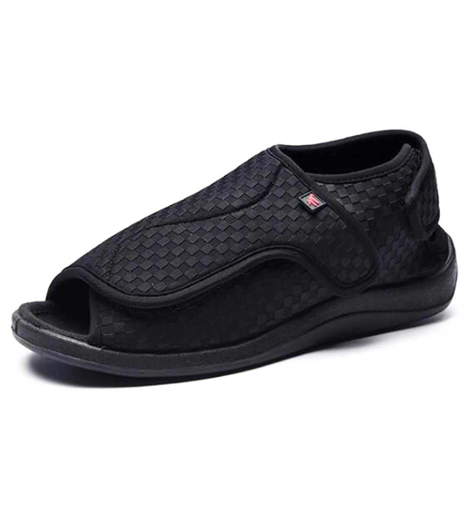 ZJING Men's Adjustable Diabetic Slippers - Extra Wide Width Sandals for Swollen Feet - Black, Size 9 - Buy Online on GoSupps.com