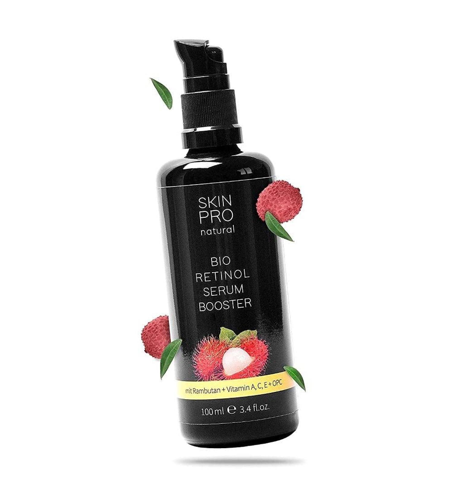 100ml advantage size - Bio Retinol serum with aloe vera and hyaluron - high -quality anti -aging skin serum for daily vegan facial care - Skin Pro Natural made in Germany