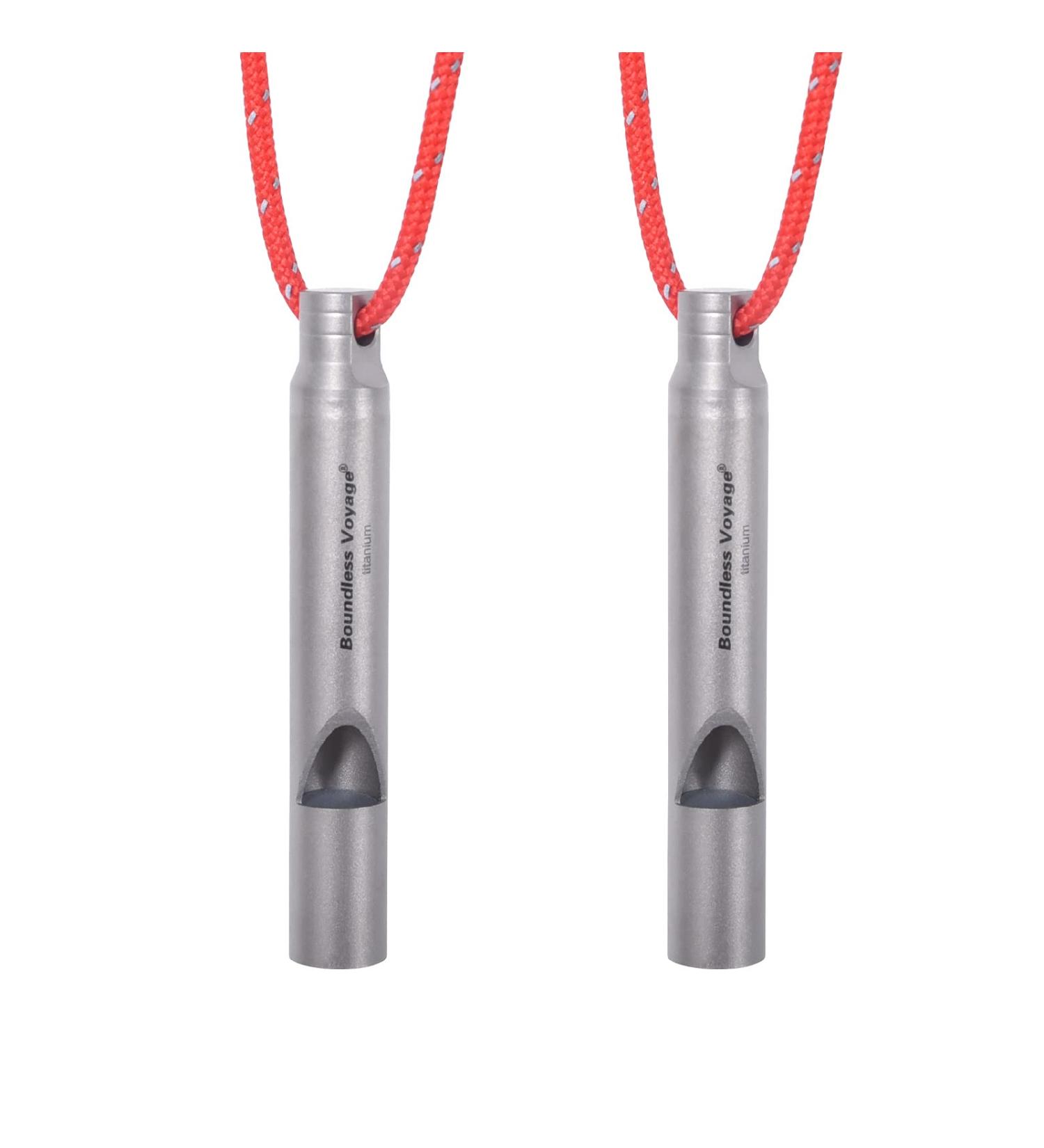 Boundless Voyage Titanium Emergency Whistle 2 Pack Outdoor Emergency Survival Camping Hiking Loud Whistle Coaches Training Sports Keychain Whistle with Lanyard - Buy Online on GoSupps.com
