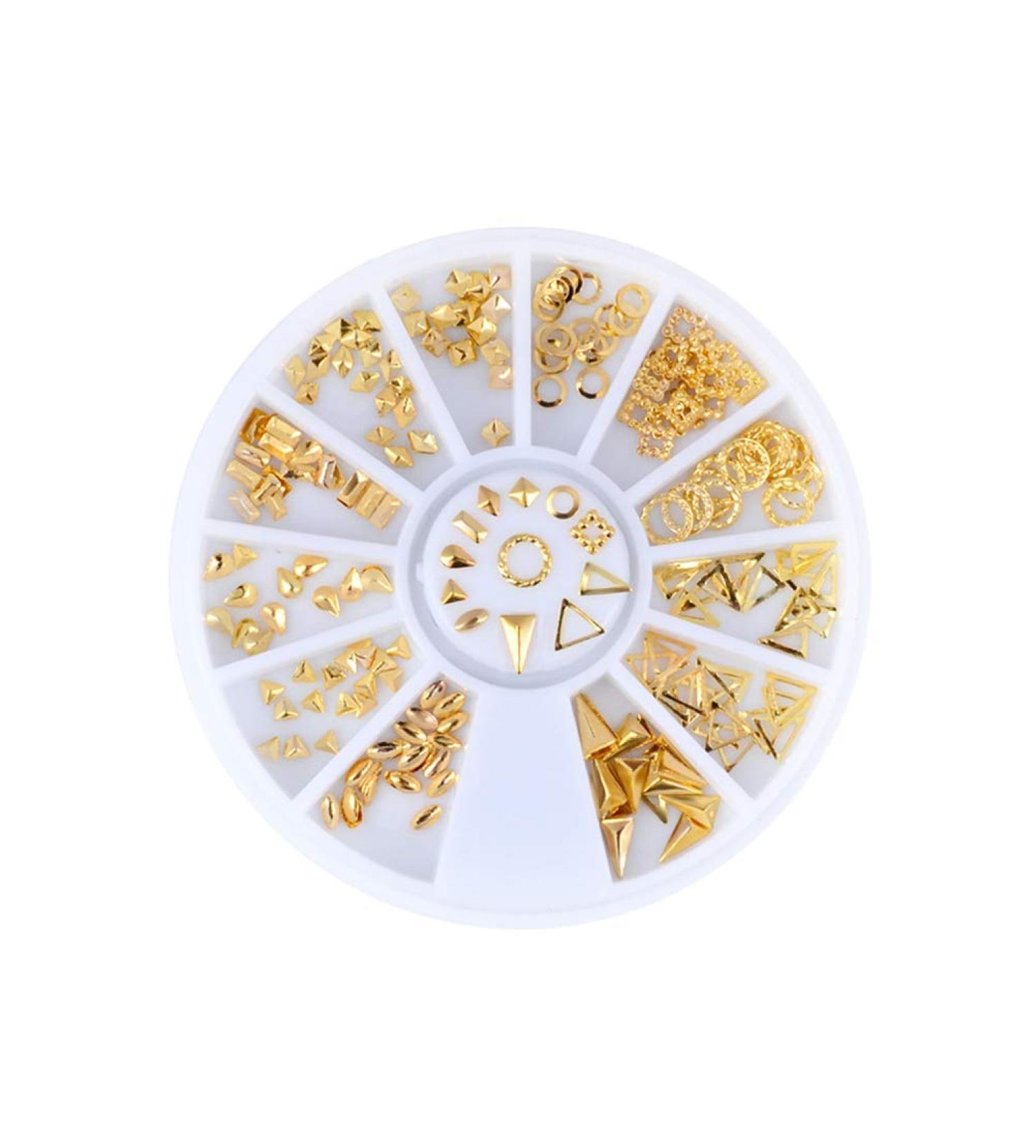 Frcolor 120 Pcs Rose Gold Nail Art Studs - 3D DIY Nail Charms & Decorations | Mixed Metallic Rivets & Shapes - Buy Online on GoSupps.com