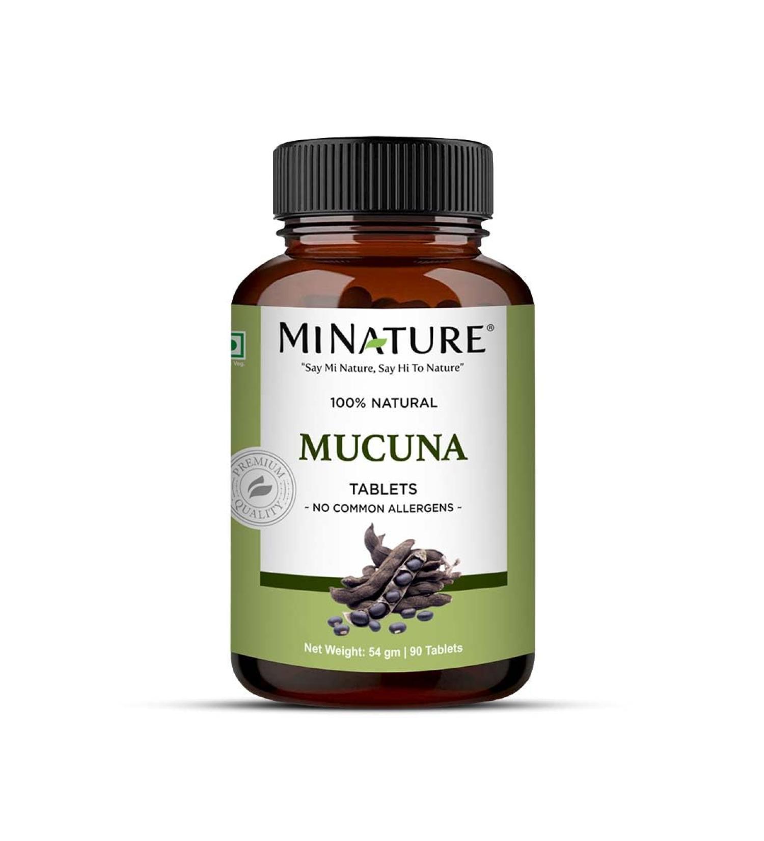 Mucuna Tablets by mi Nature| | Pure & Natural herb | Free from Chemical & Preservative| Plant Based Gluten Free |90 Tablet 45 Days Supply 1000mg - Buy Online on GoSupps.com