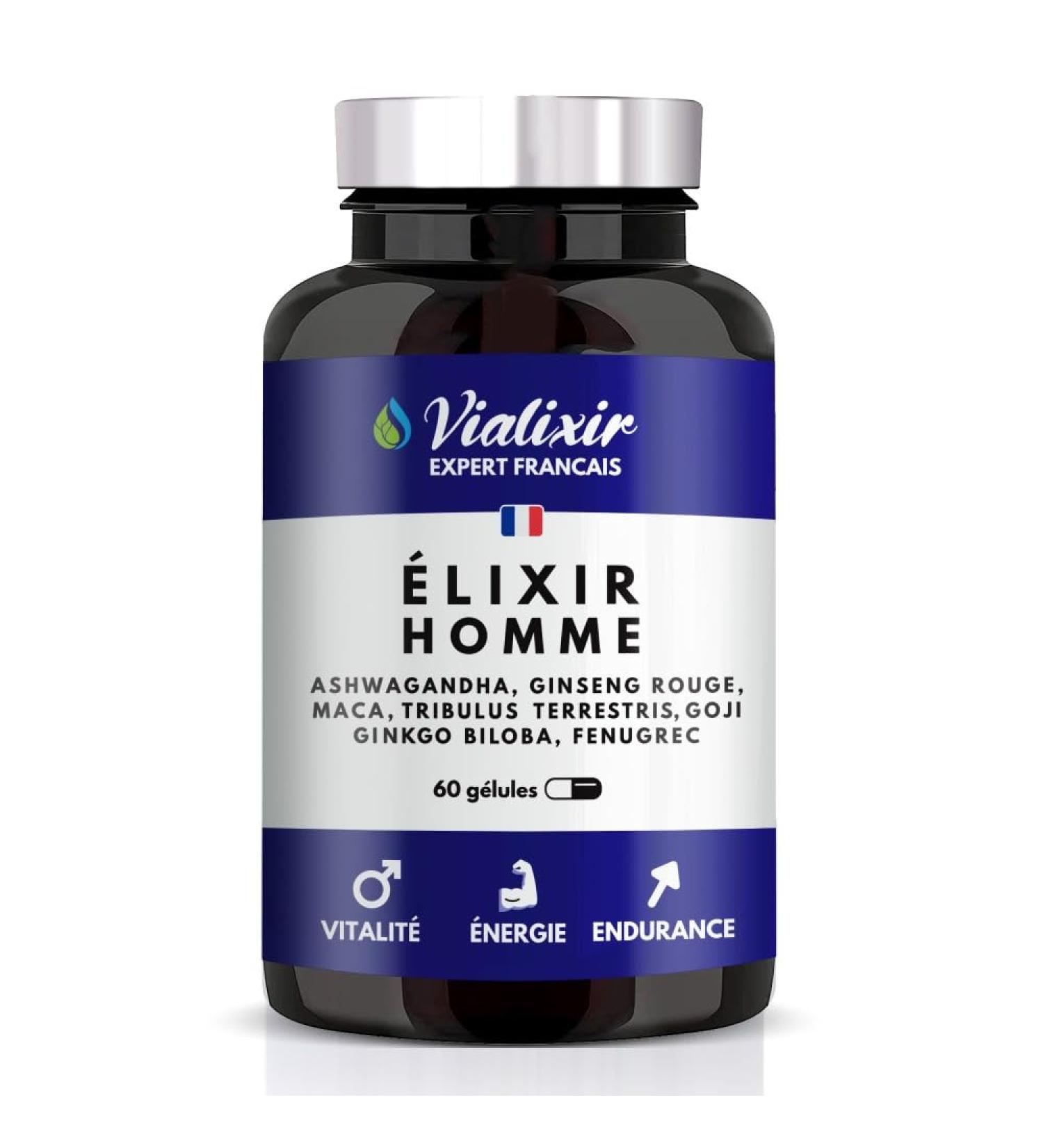 Powerful Stimulant for Men | Vitality Energy Endurance | Ashwagandha Organic Maca Red Ginseng Tribulus Terrestris Fenugreek | 60 Capsules | 100% Natural Made in France - Buy Online on GoSupps.com