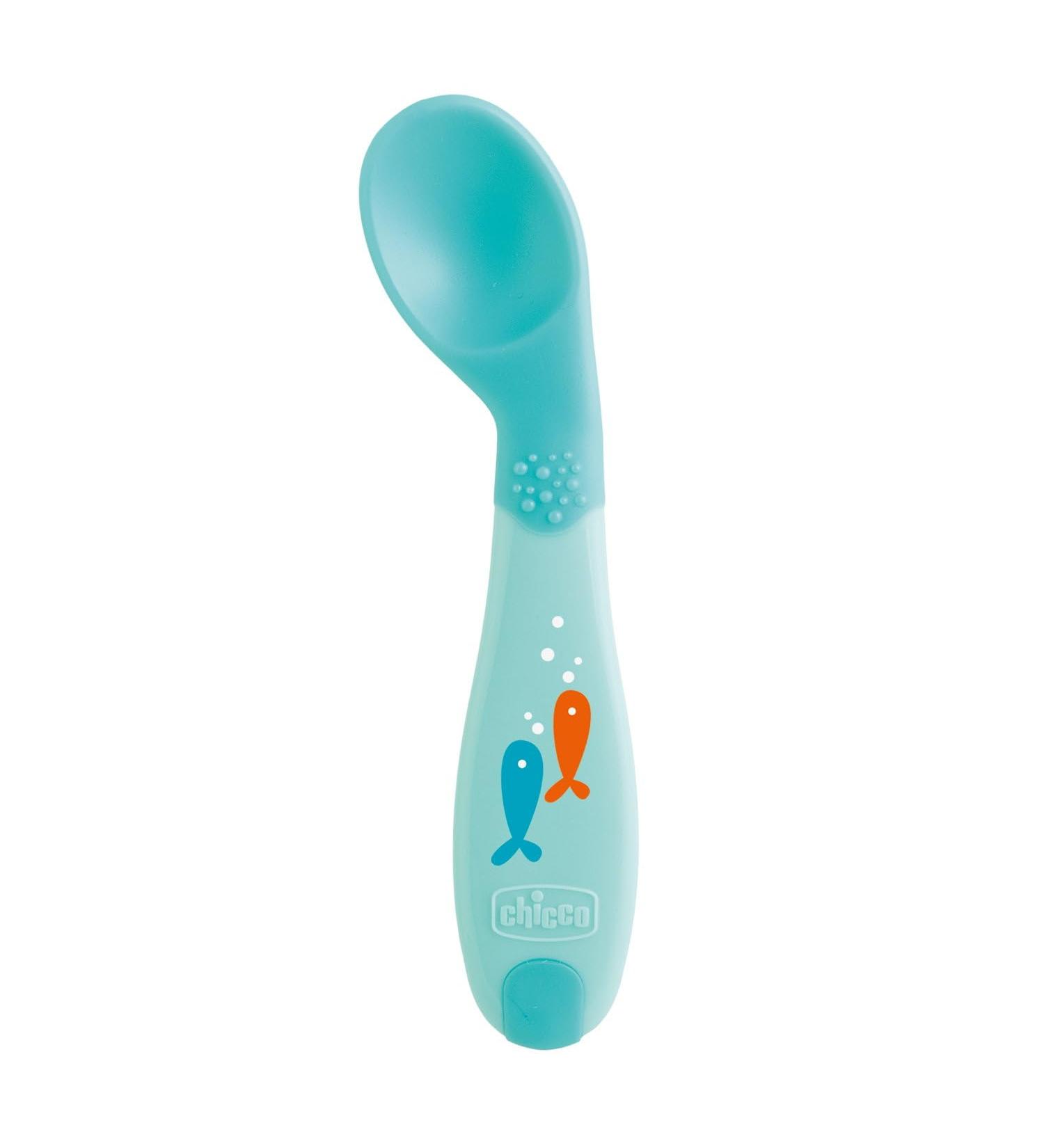 Chicco First Spoon - Angled Multicoloured Baby Spoon for 8+ Months | International Shipping Available - Buy Online on GoSupps.com
