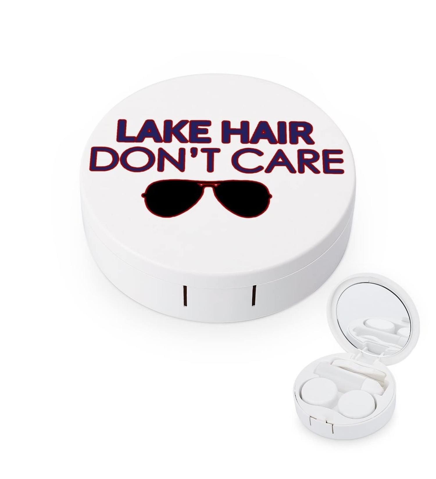 Lake Hair Don't Care Round Case For Contact Lens Kit Storage Box with Mirror Printed - Buy Online on GoSupps.com