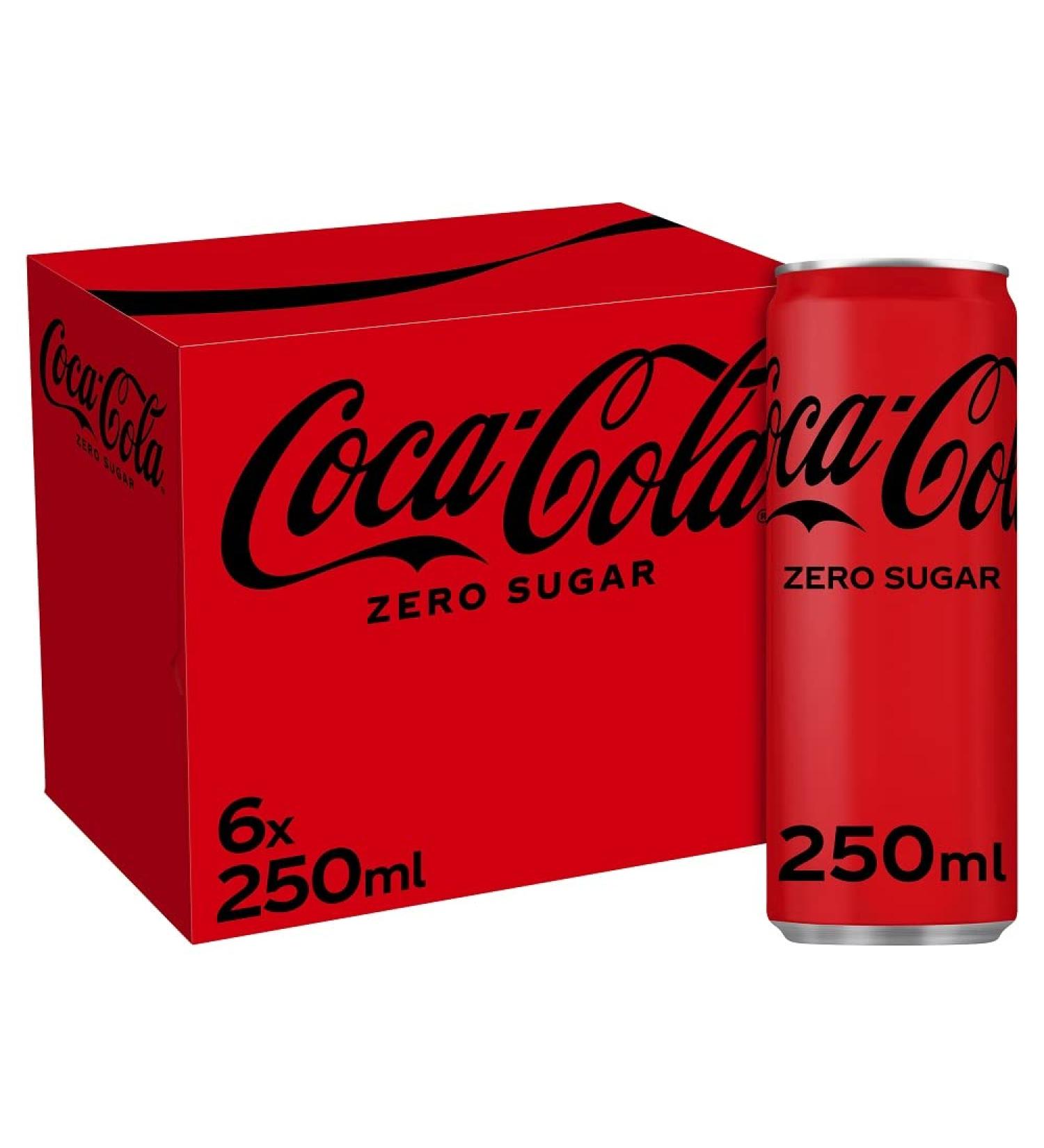 Coca-Cola Zero Sugar 6 Pack - 1.63 Kg | 250ml Cans | Sugar-Free Cola - Buy Online on GoSupps.com