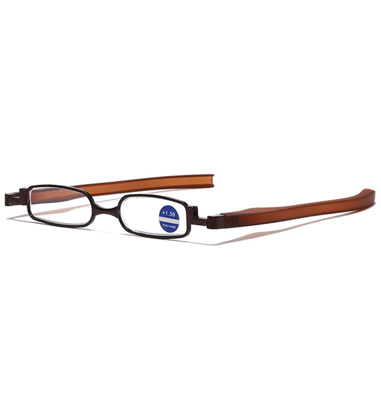 Lanomi Foldable Reading Glasses - 360 Rotating Temples Mini Pocket Reader Metal Design | +1.00 to +4.00 Diopters in Brown - Buy Online on GoSupps.com