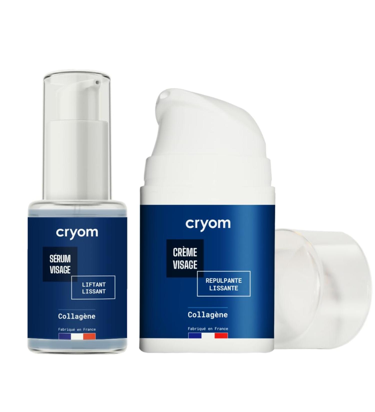 CRYOM - Collagen BOOSTER facial routine: serum (30 ml pump bottle) + face cream (50 ml Airless bottle) - Buy Online on GoSupps.com