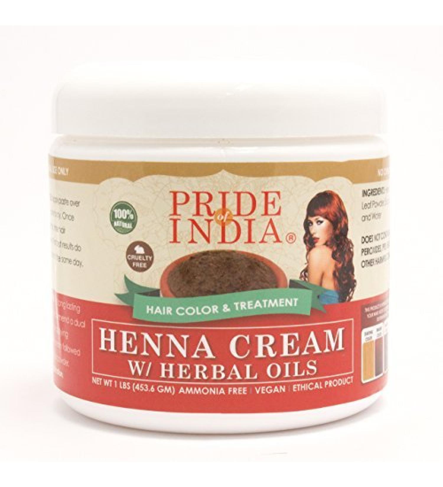 Pride Of India - Herbal Hair Color Powders 454 grams (16 oz) (Pure Henna Cream - Natural - W Gloves) 453.6 g (Pack of 1)