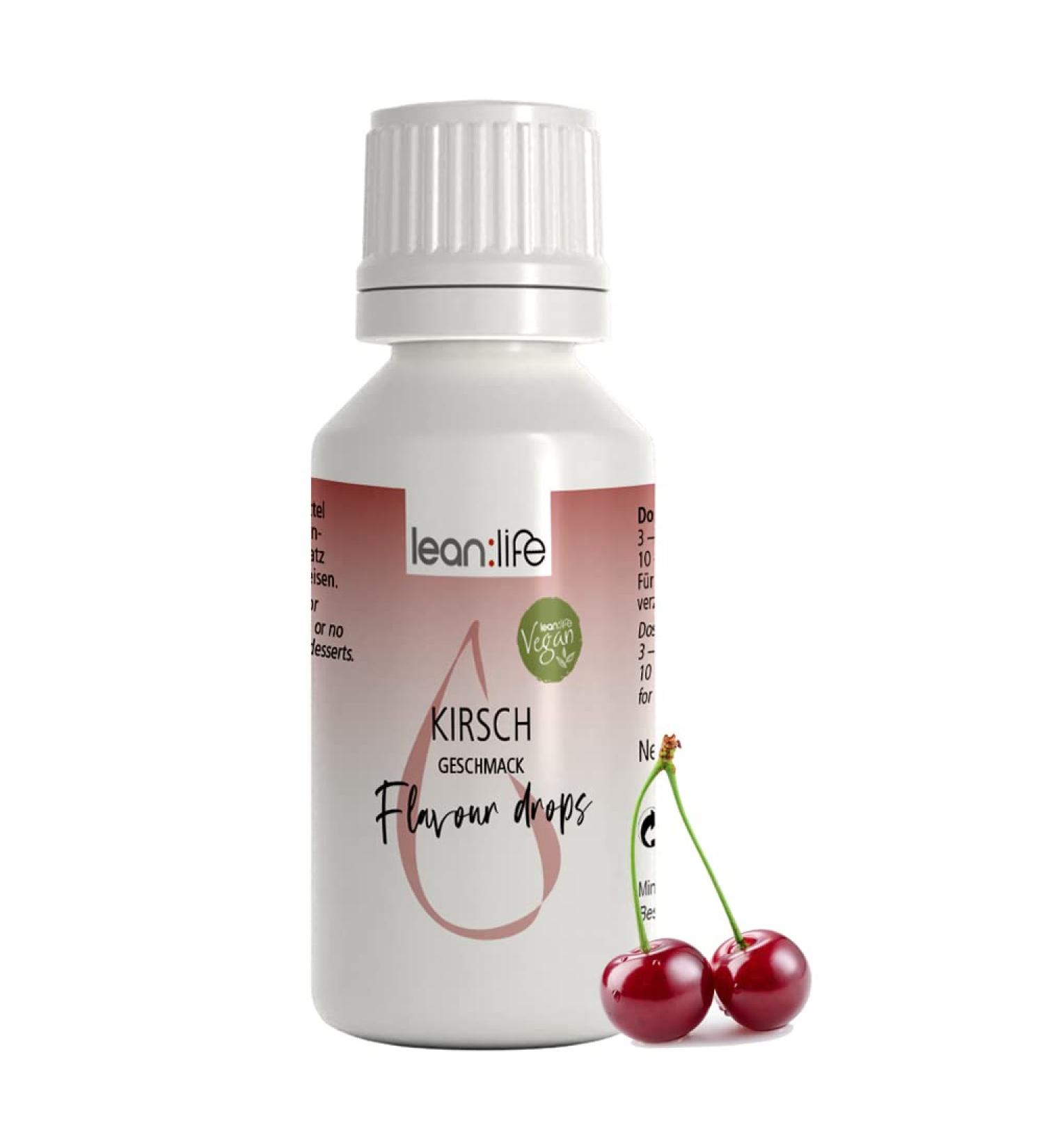 Lean:Life Flavour Drops 30ml - Sugar-Free Cherry Aroma Drops for Food | Low-Calorie Enhancer - Buy Online on GoSupps.com