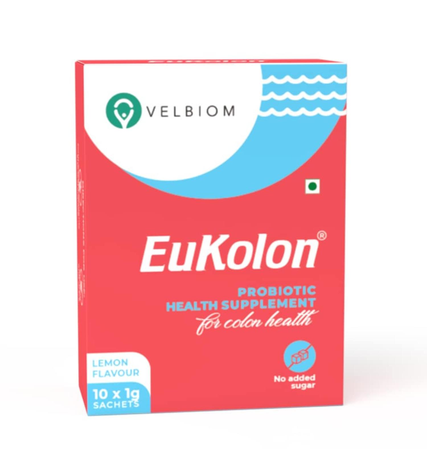 Eukolon for Boosting Colon Health Improves Gut Health Refreshes Digestive System Detoxifies Gut 10 billion CFUs Probiotic Supplement for Men and Women - 1g*10 sachets Lemon Flavour - Buy Online on GoSupps.com