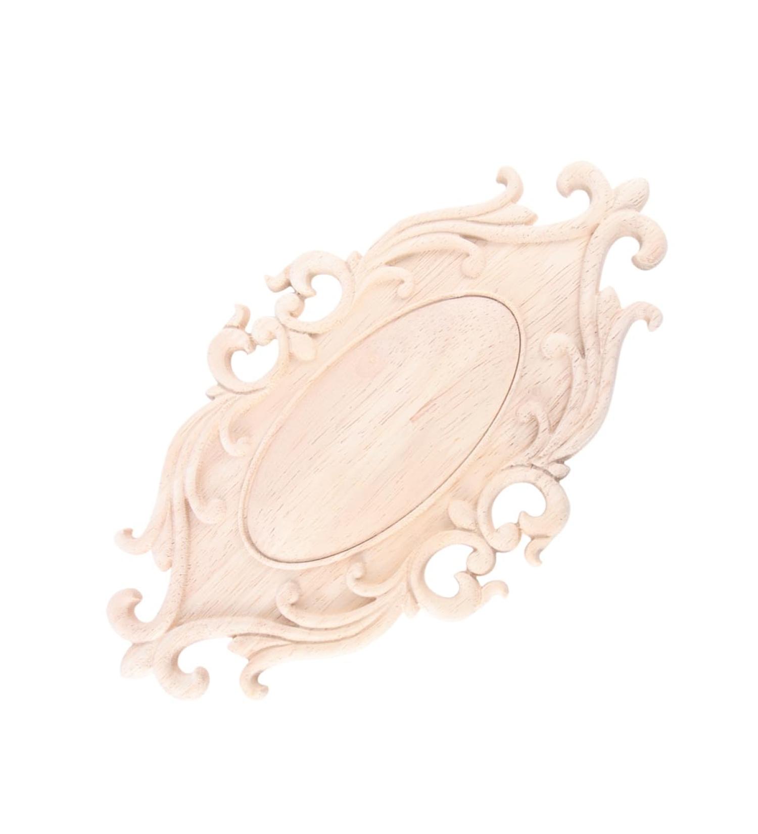 RORPOIR 1pc Unpainted Frames Decorative Appliques for Furniture Wood Onlays for Bed Flowers Carved - Buy Online on GoSupps.com
