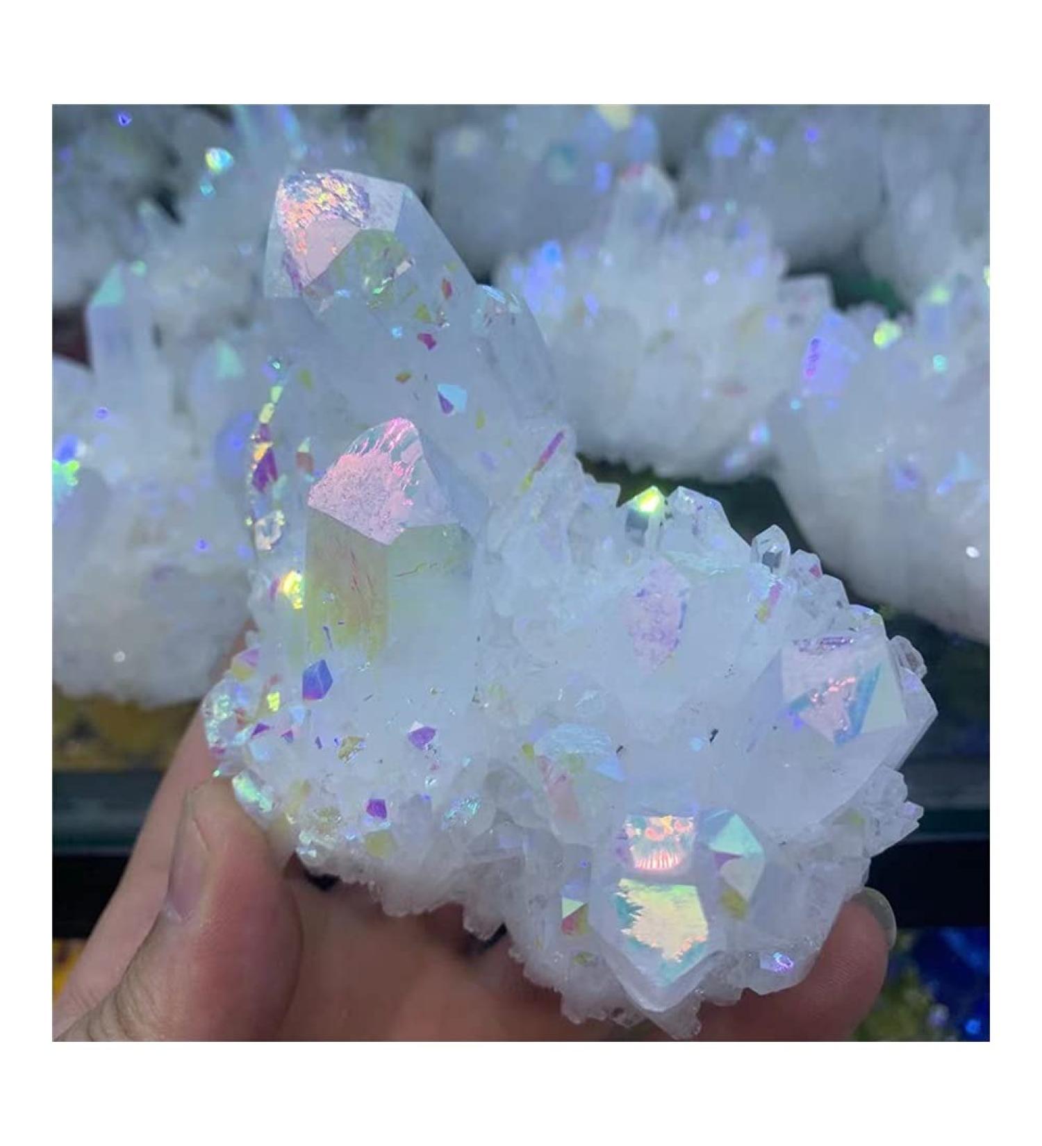 Natural Crystal Cluster Plated White Crystal Cluster Reiki Stone Crystal Tip House Decorative Specimens Crude Mine 1pc - Buy Online on GoSupps.com