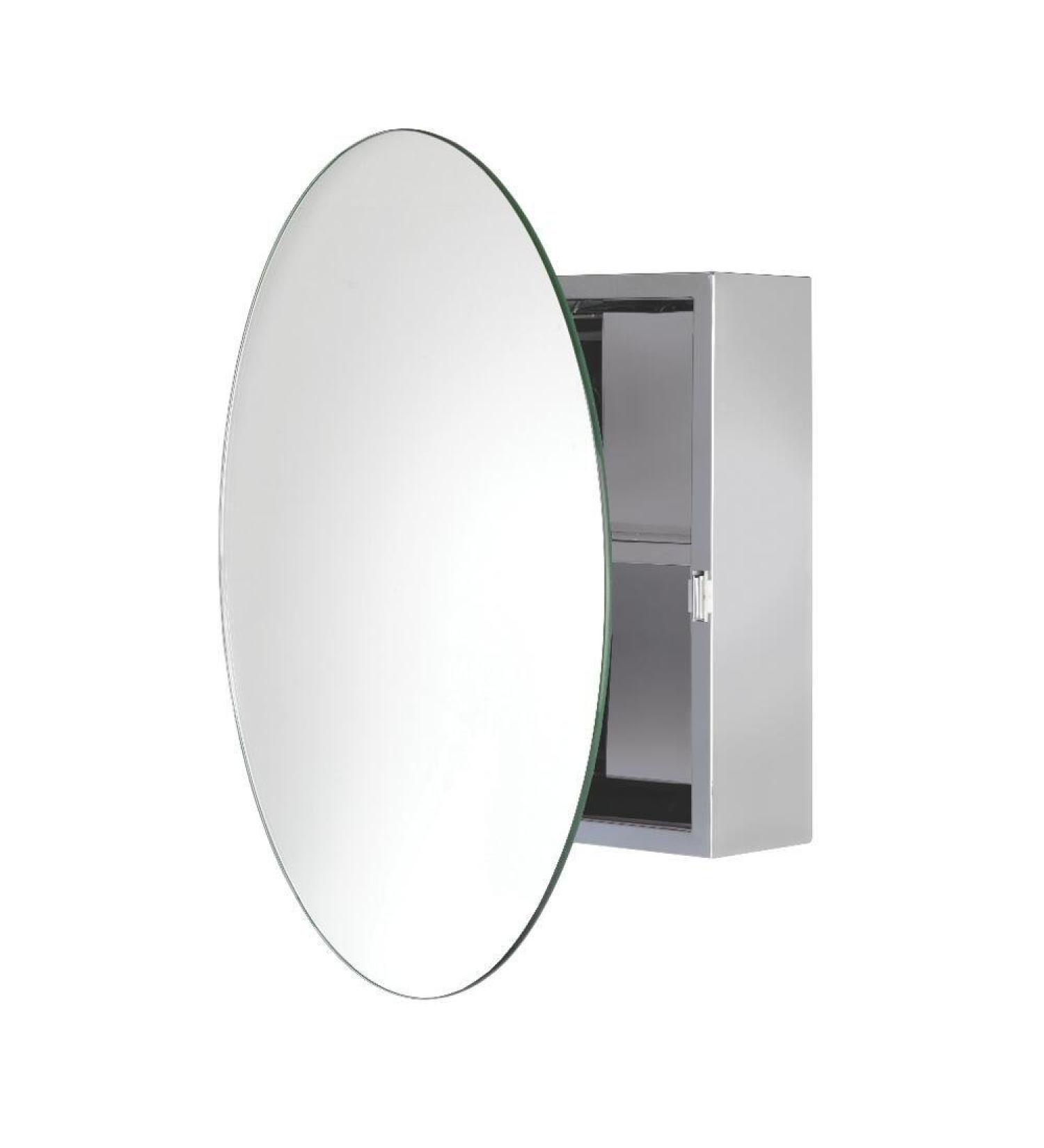 Croydex Severn Stainless Steel Circular Medicine Cabinet with Over Hanging Mirror Door  19.7 x 19.7 x 3.9 In. Round