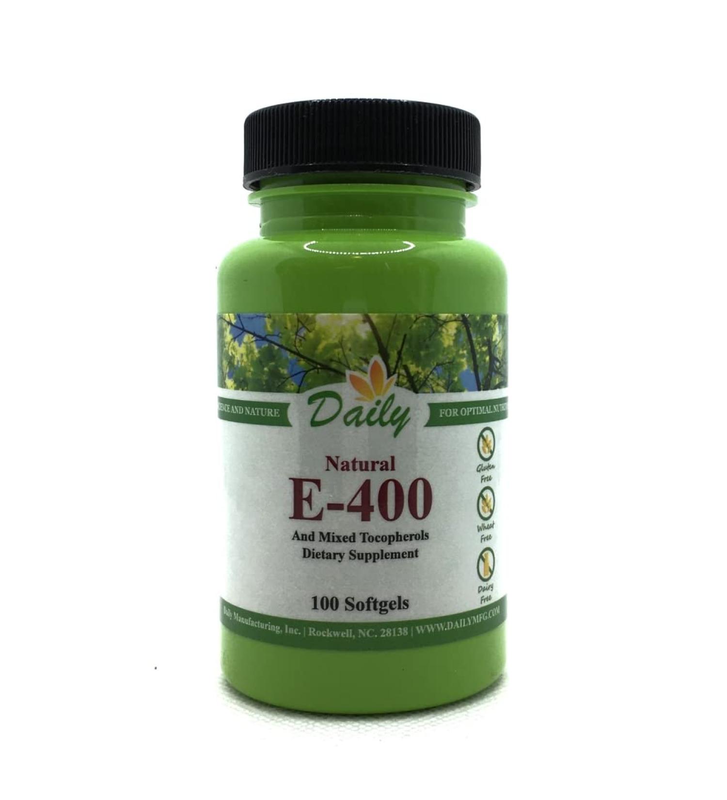 Daily Manufacturing All Natural Vitamin E-400 IU (268 mg) 100 softgels