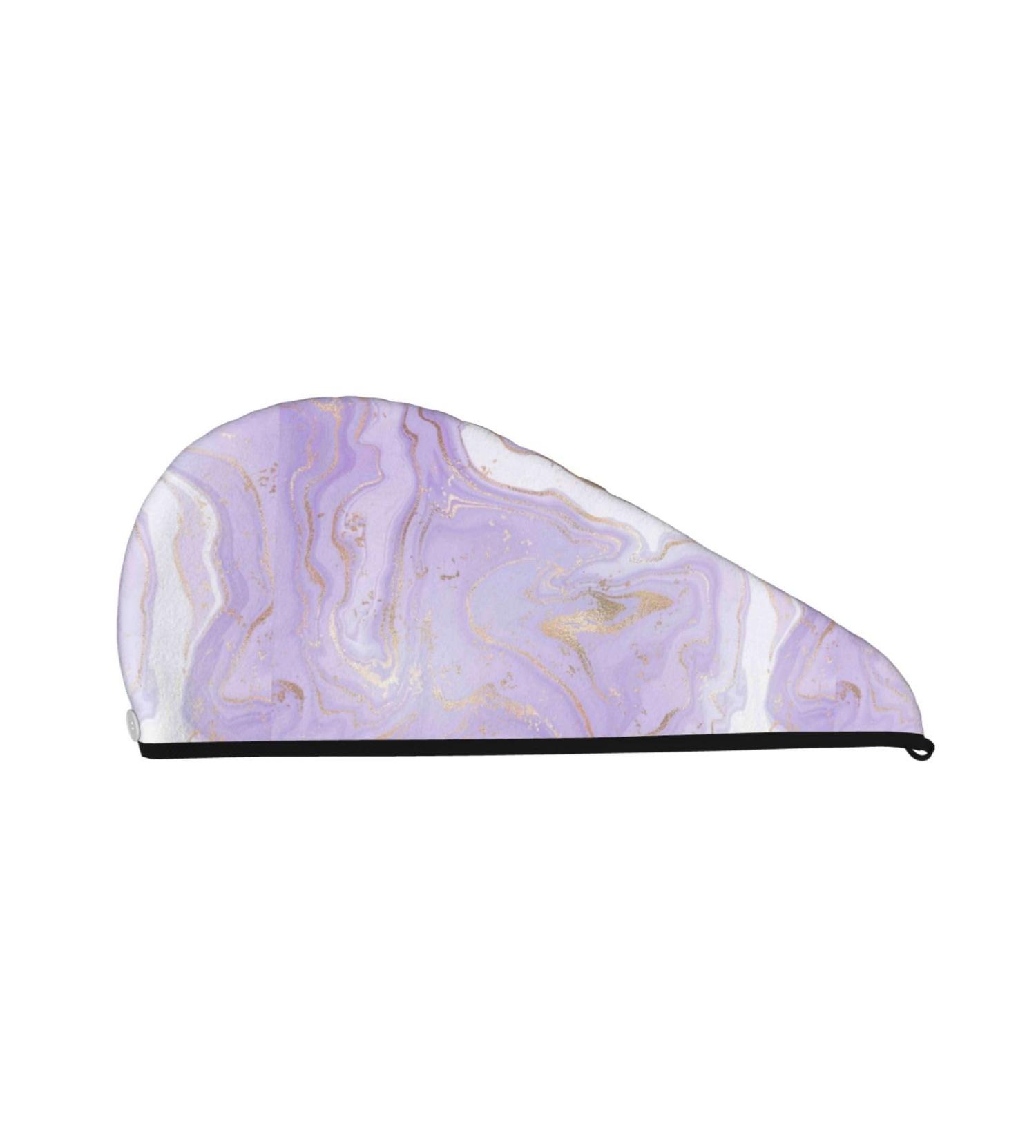 Hair Towel Wrap - Quick-Dry Hair Turban with Button | Lavender Glitter Stripes | Perfect for Home & Travel - Buy Online on GoSupps.com
