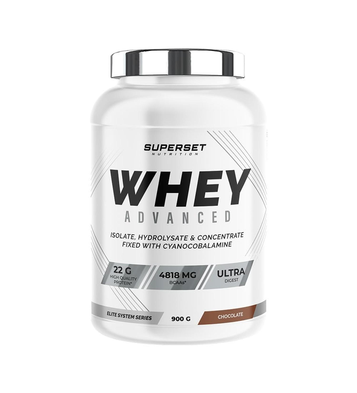 Superset Nutrition | 100% Whey Proteine Advanced (900g) | Whey prot ine | Prot ine assimilation optimis e - Chocolat Chocolat 900g - Buy Online on GoSupps.com