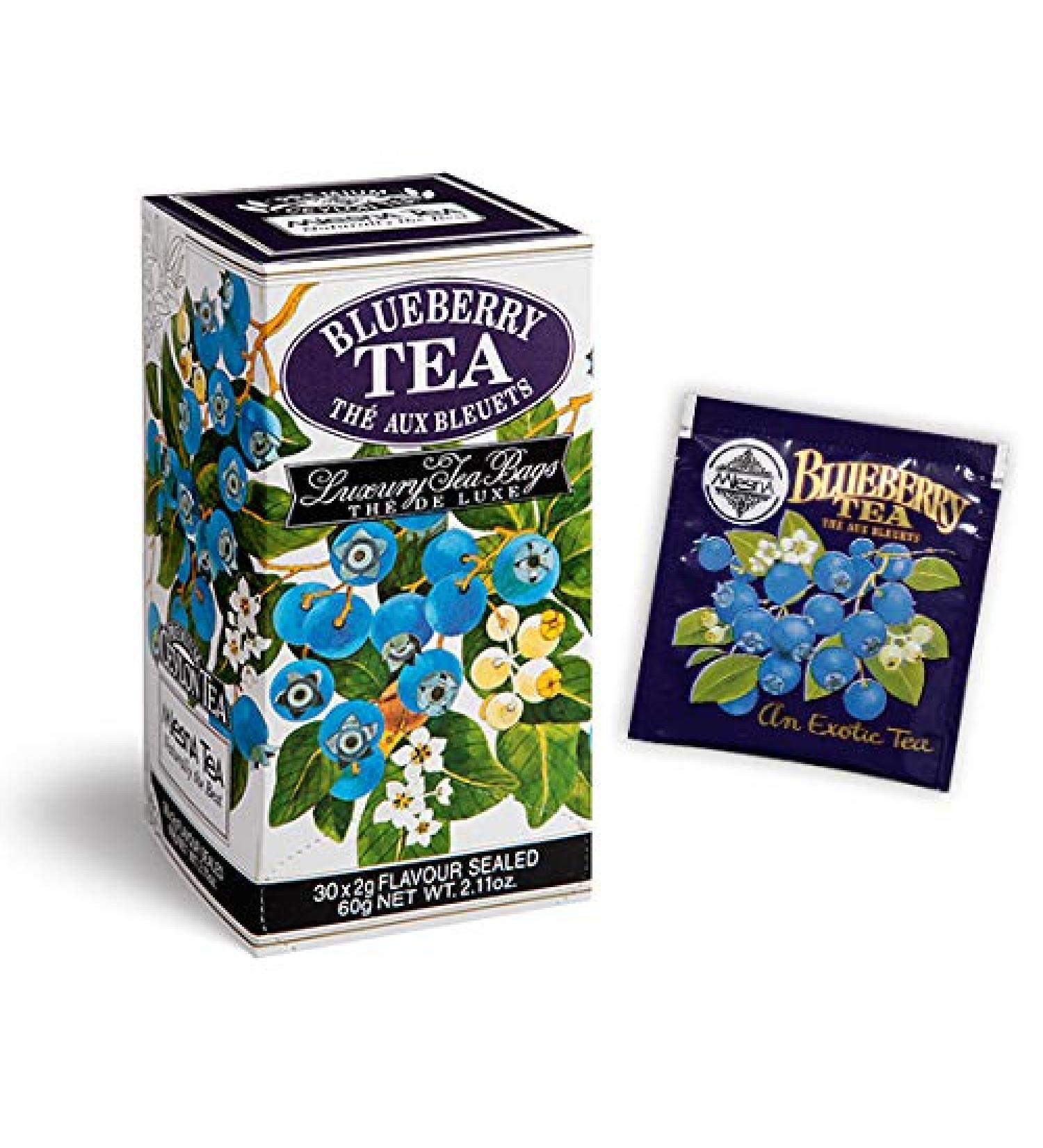 Mlesna 6 packs of 30 Tea Mlesna blueberry black tea filters - Black tea selected from the best Nuwara Eliya and Dimbula plantations combined with the unique character of the natural essence of blueberry
