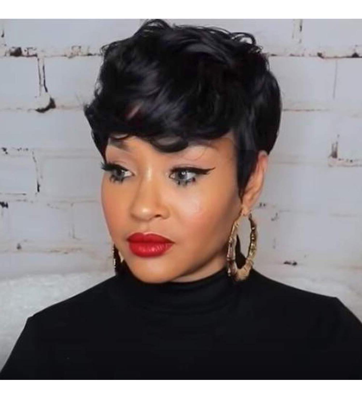 Short black pixie cut wig cheap